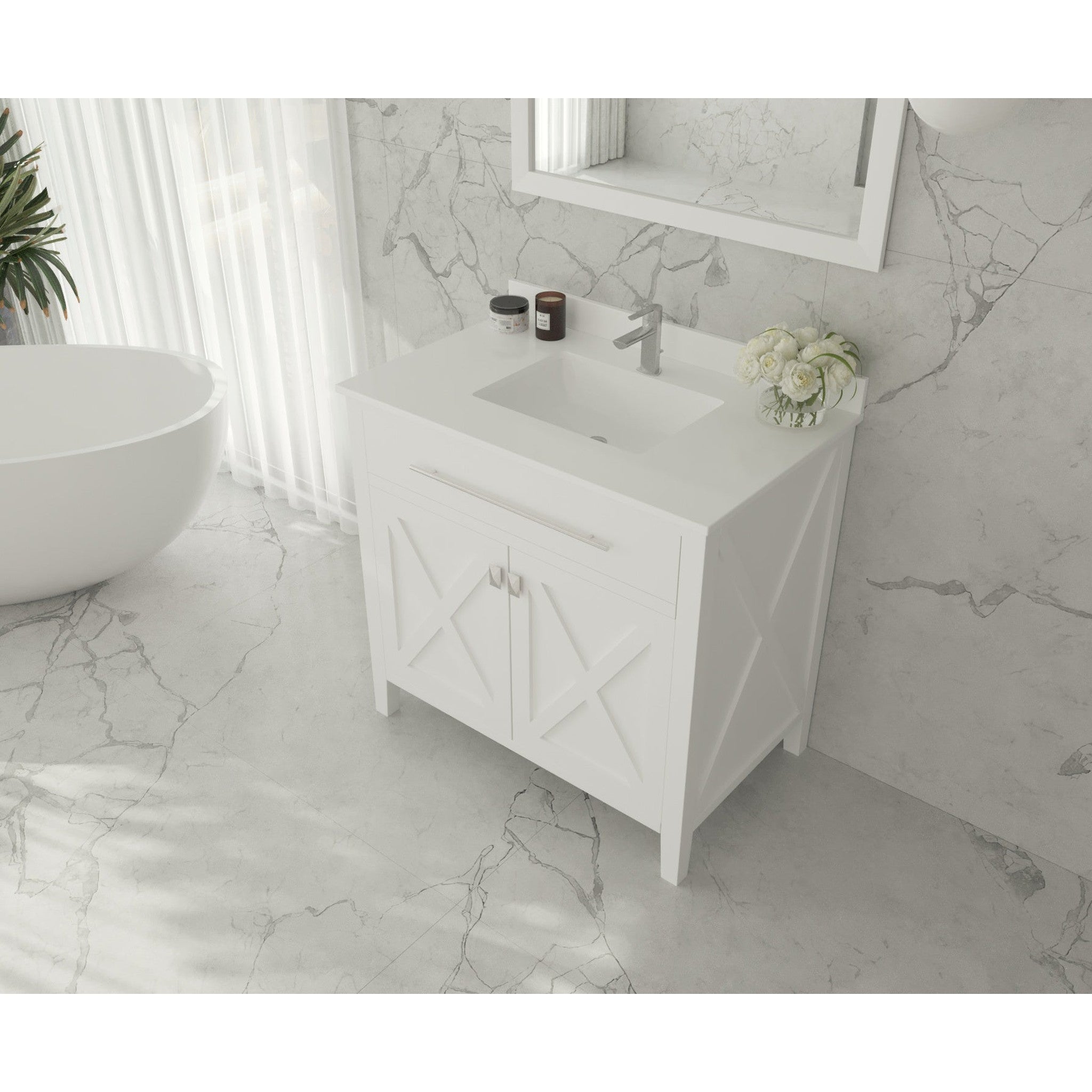 Wimbledon 36" White Bathroom Vanity with White Quartz Countertop