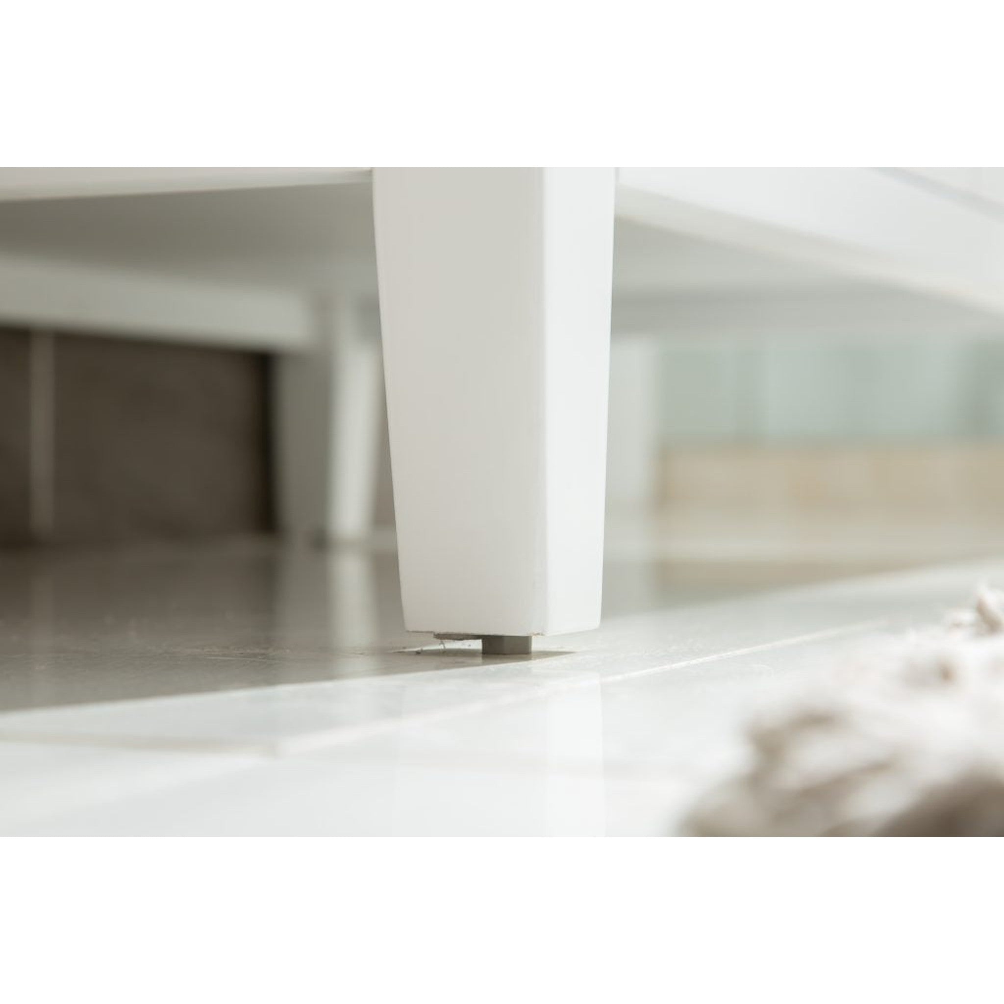 Wimbledon 60" White Double Sink Bathroom Vanity with Matte White VIVA Stone Solid Surface Countertop