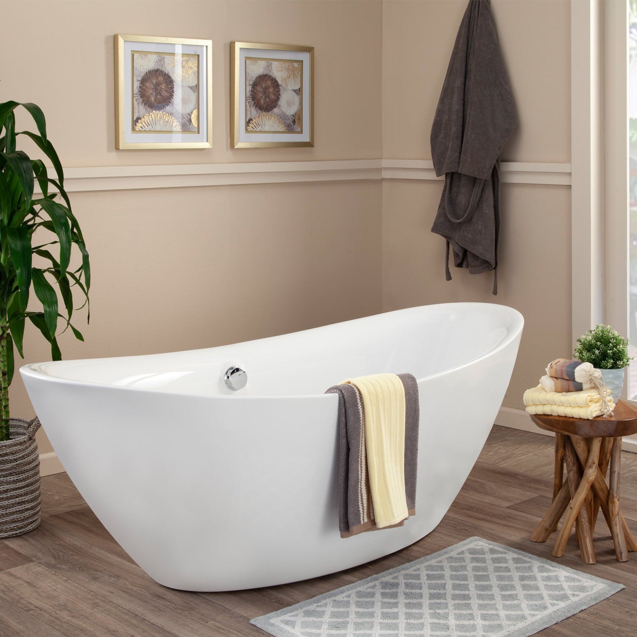 Allegra 71" x 34" Freestanding Soaking Acrylic Bathtub