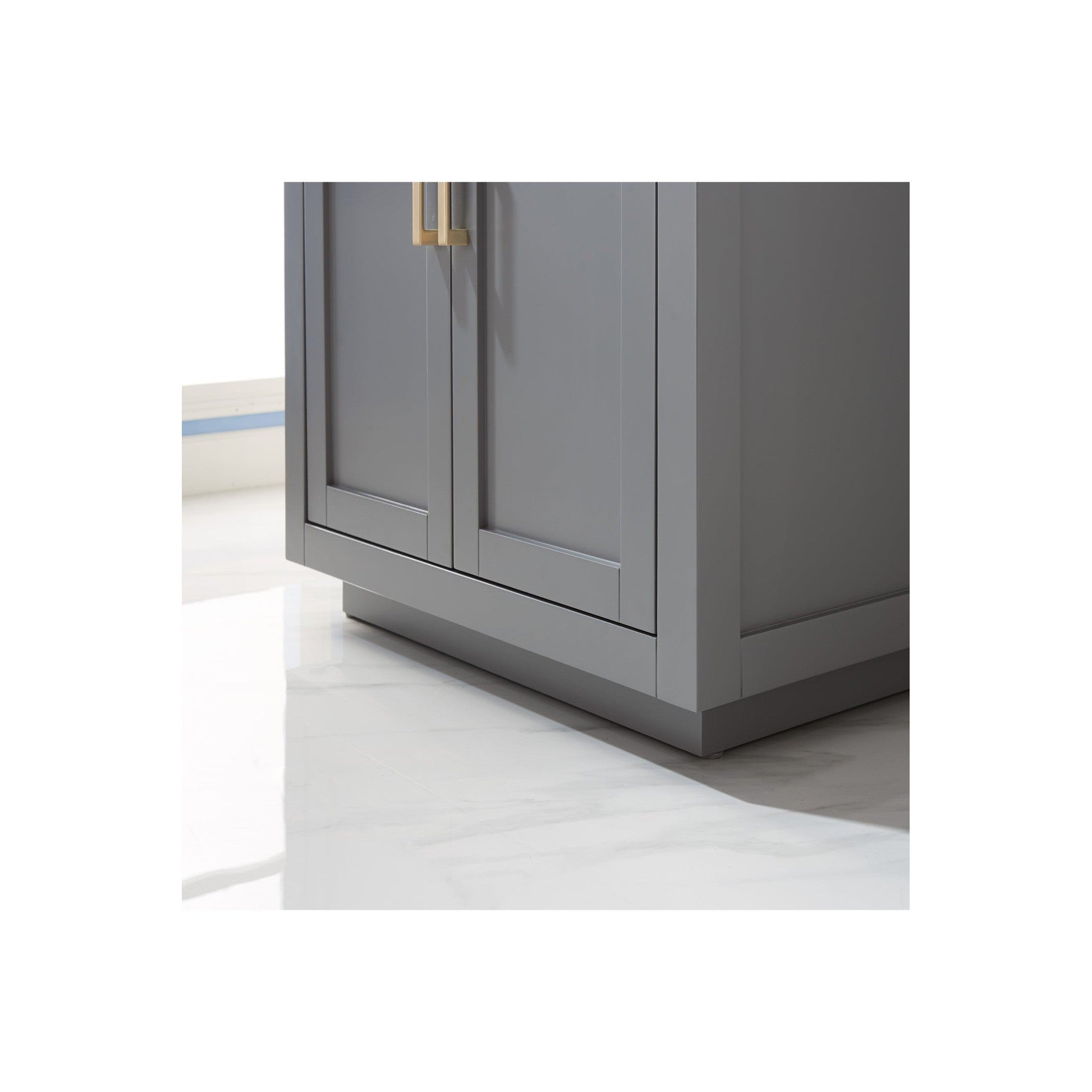 Ivy 30" Single Bathroom Vanity Set in Gray and Carrara White Marble Countertop with Mirror