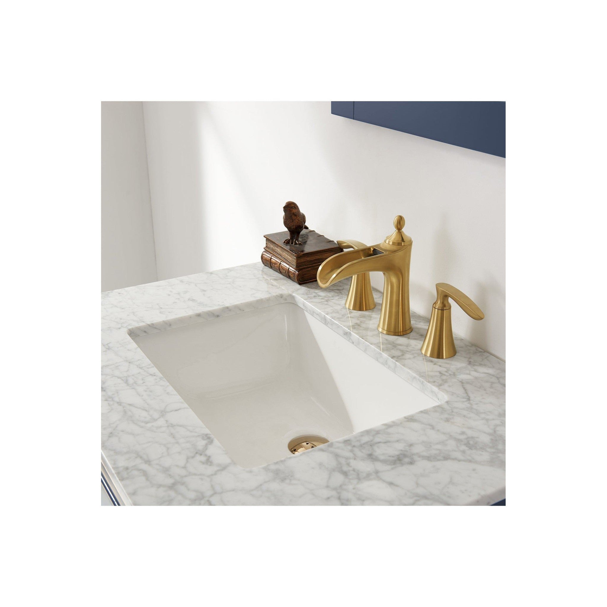 Ivy 30" Single Bathroom Vanity Set in Royal Blue and Carrara White Marble Countertop with Mirror