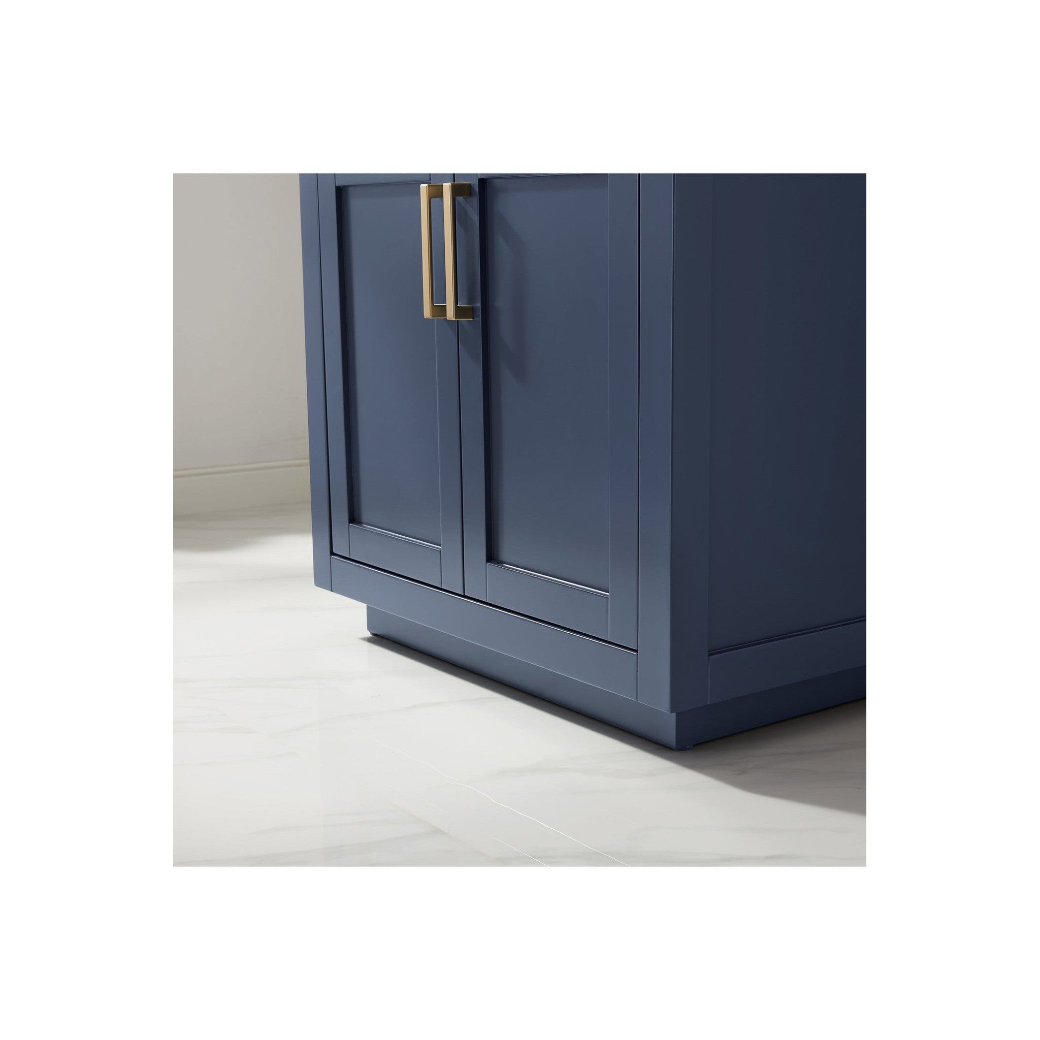 Ivy 30" Single Bathroom Vanity Set in Royal Blue and Carrara White Marble Countertop with Mirror