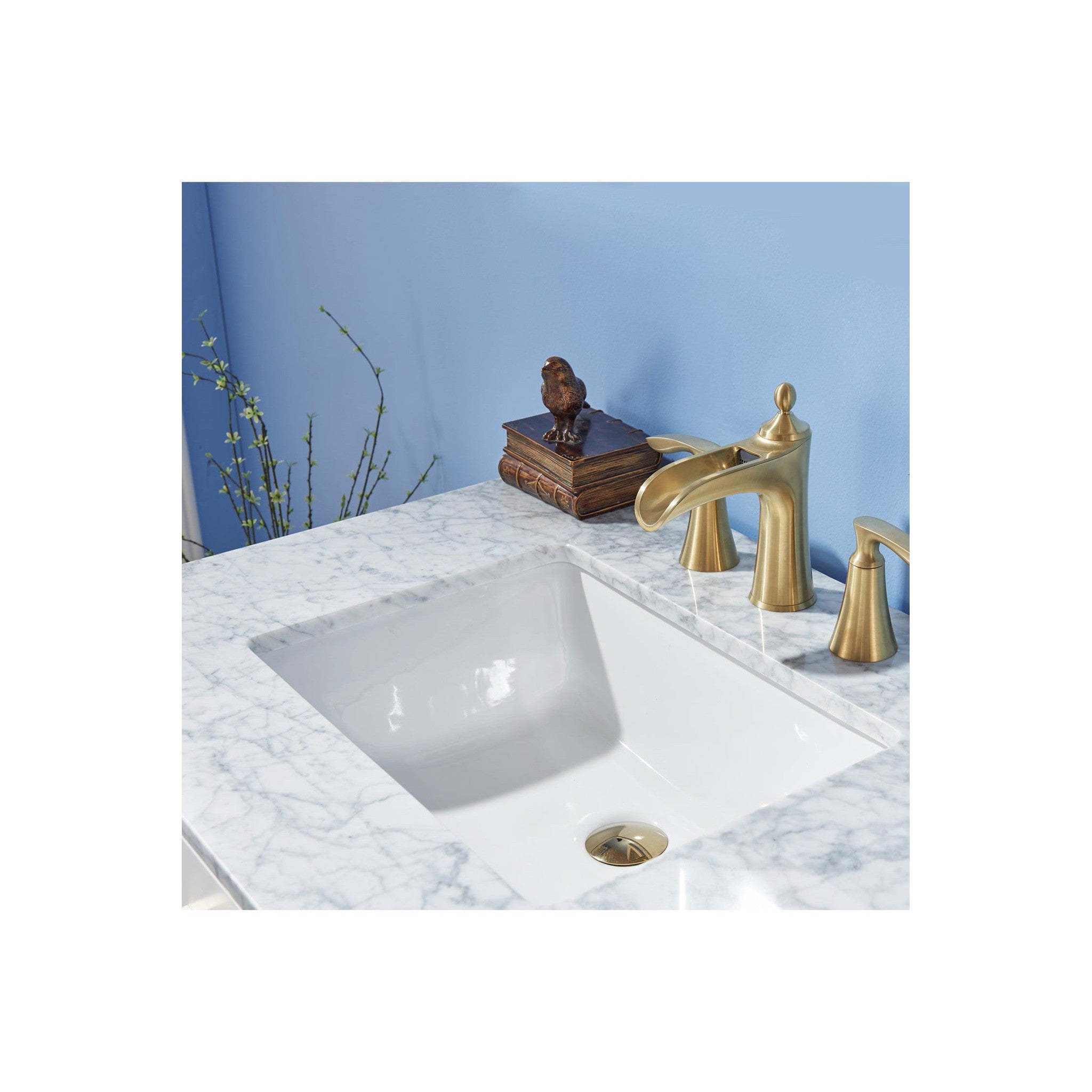 Ivy 30" Single Bathroom Vanity Set in White and Carrara White Marble Countertop without Mirror