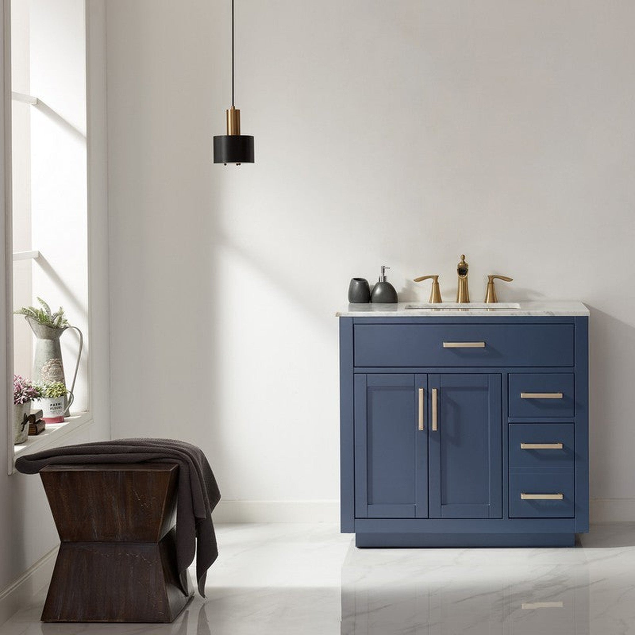 Ivy 36" Single Bathroom Vanity Cabinet Only in Royal Blue without Countertop and Mirror
