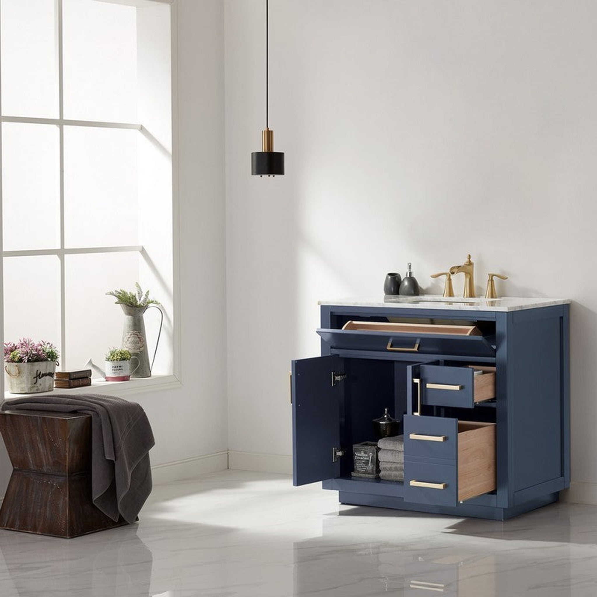 Ivy 36" Single Bathroom Vanity Cabinet Only in Royal Blue without Countertop and Mirror