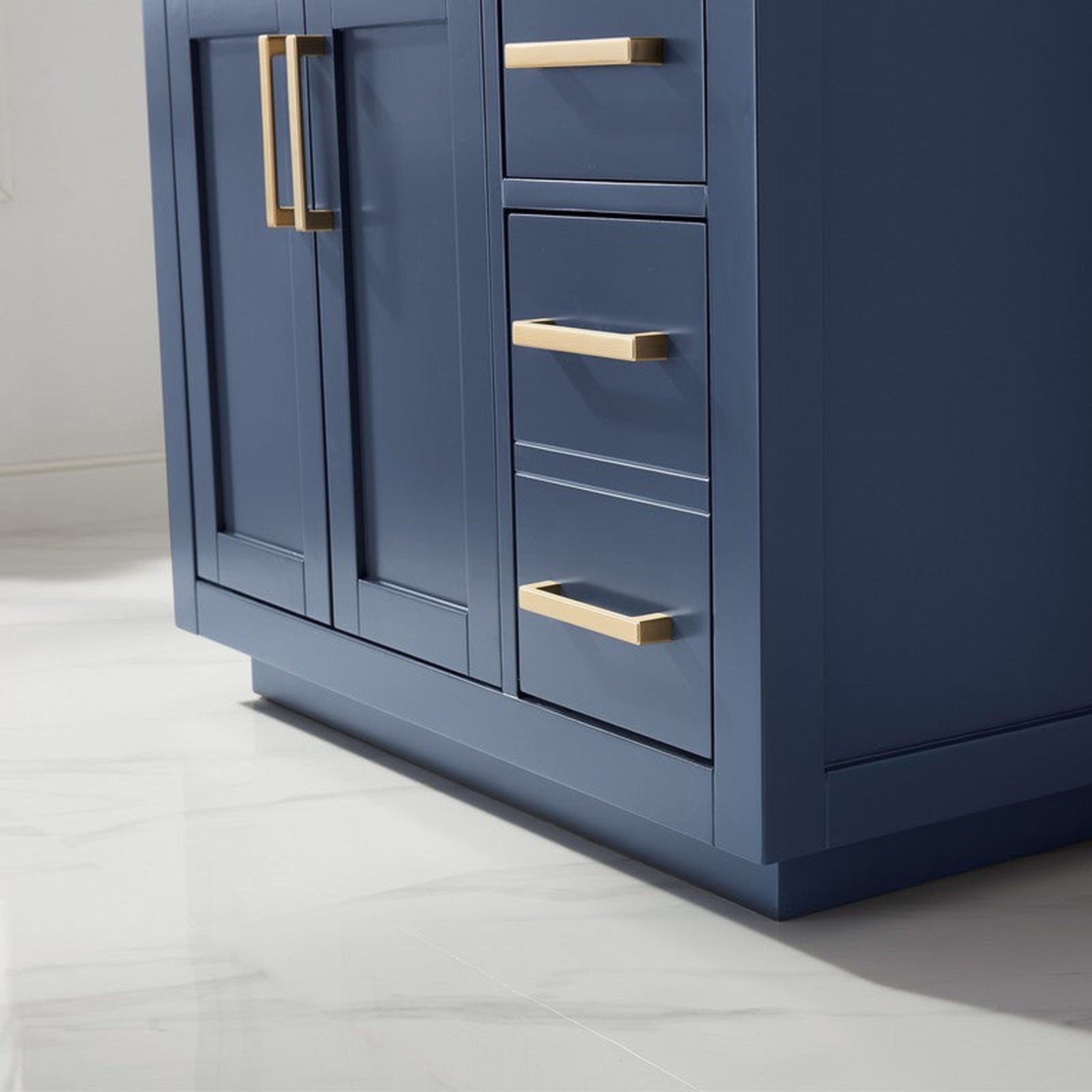 Ivy 36 Inch Single Bathroom Vanity Cabinet Only and Mirror without Countertop, Royal Blue