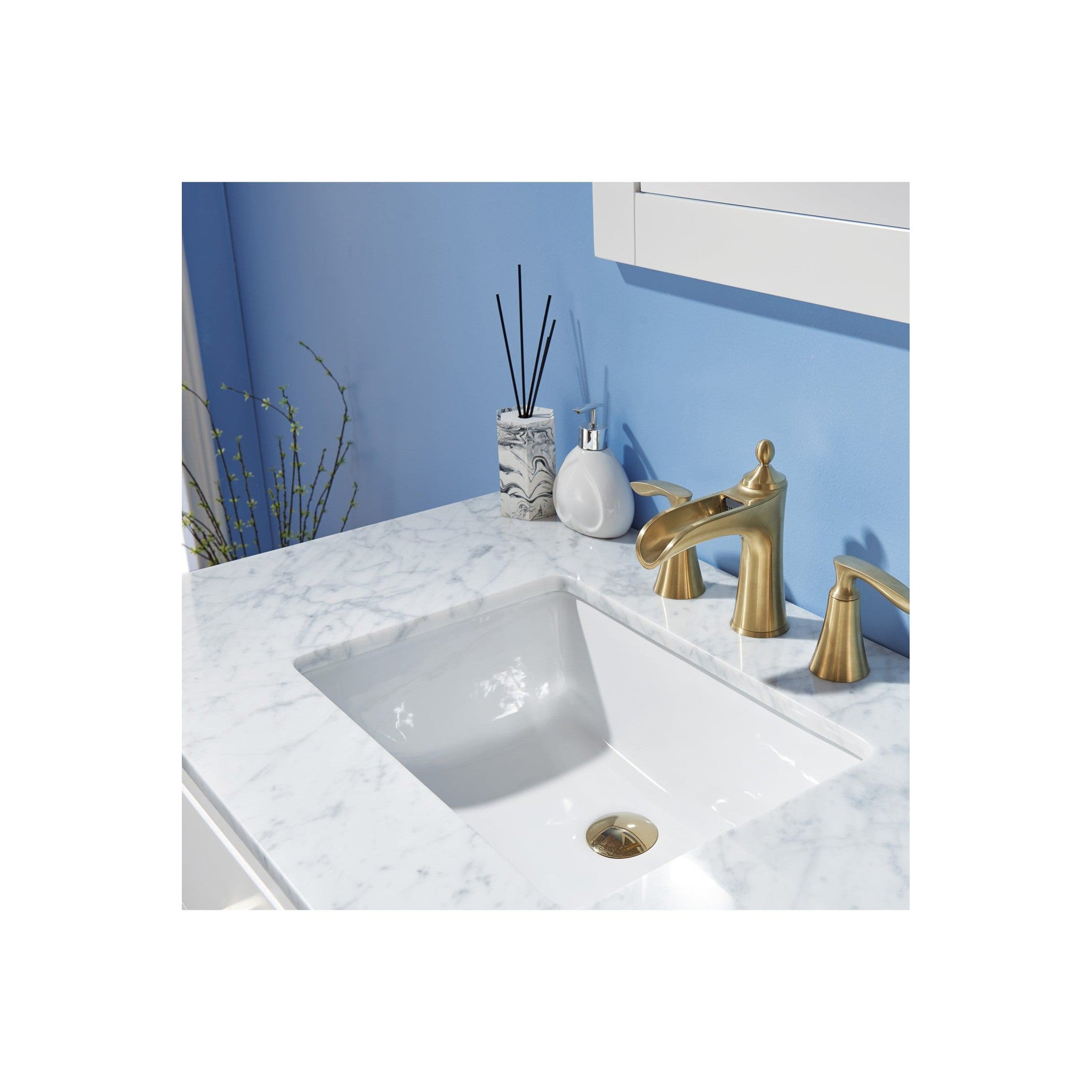 Ivy 36" Single Bathroom Vanity Set in White and Carrara White Marble Countertop with Mirror