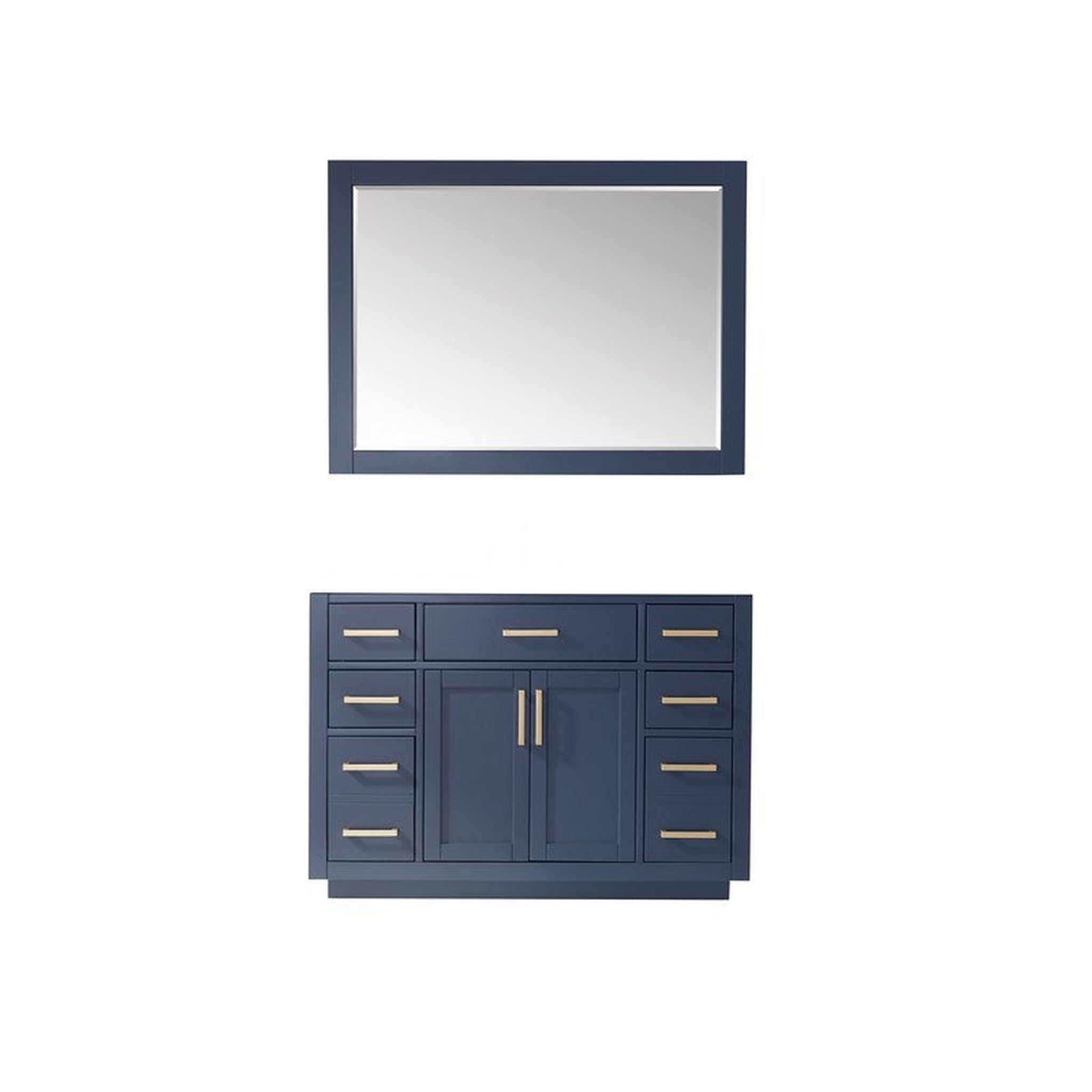 Ivy 48" Single Bathroom Vanity Cabinet Only in Royal Blue and Mirror, without Countertop