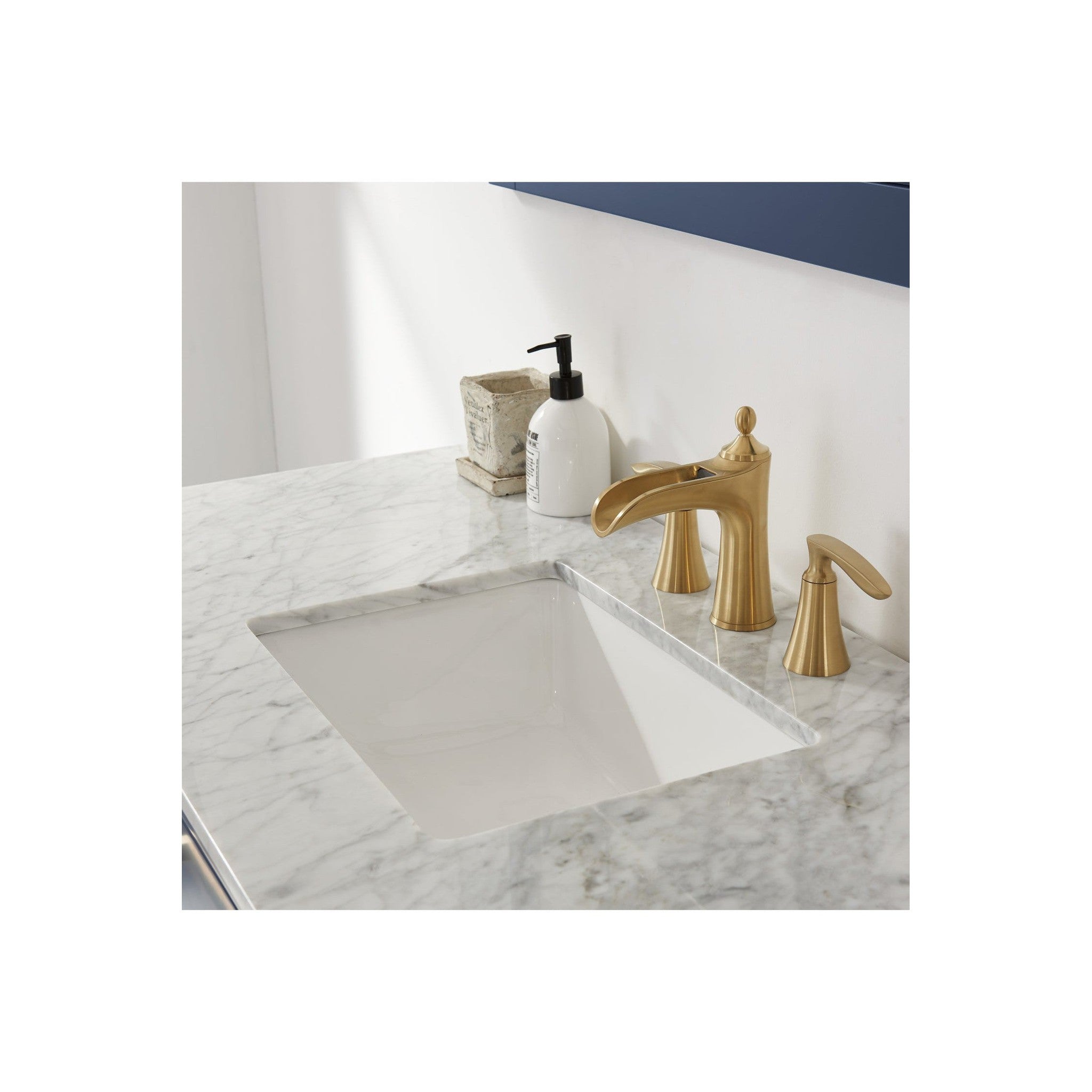 Ivy 48" Single Bathroom Vanity Set in Royal Blue and Carrara White Marble Countertop with Mirror