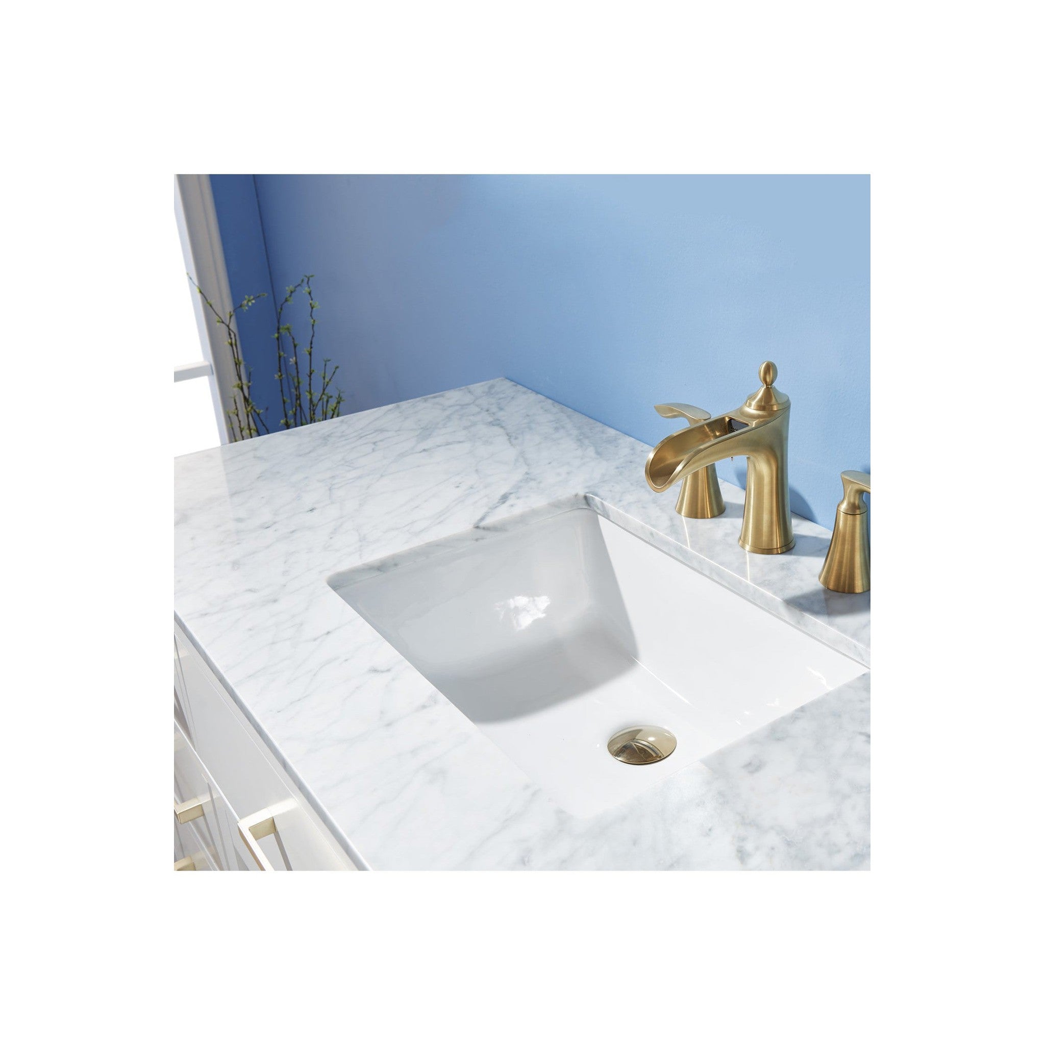 Ivy 48" Single Bathroom Vanity Set in White and Carrara White Marble Countertop without Mirror