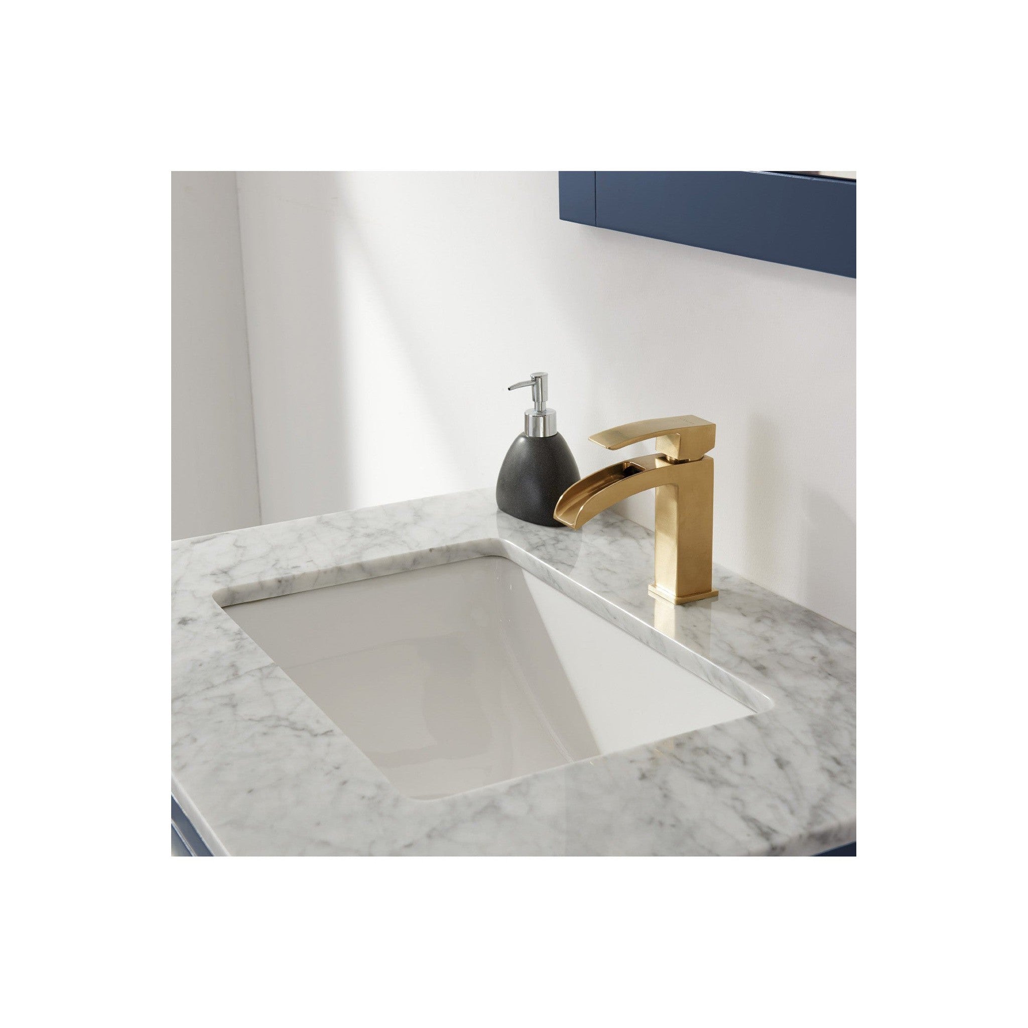 Remi 30" Single Bathroom Vanity Set in Royal Blue and Carrara White Marble Countertop with Mirror