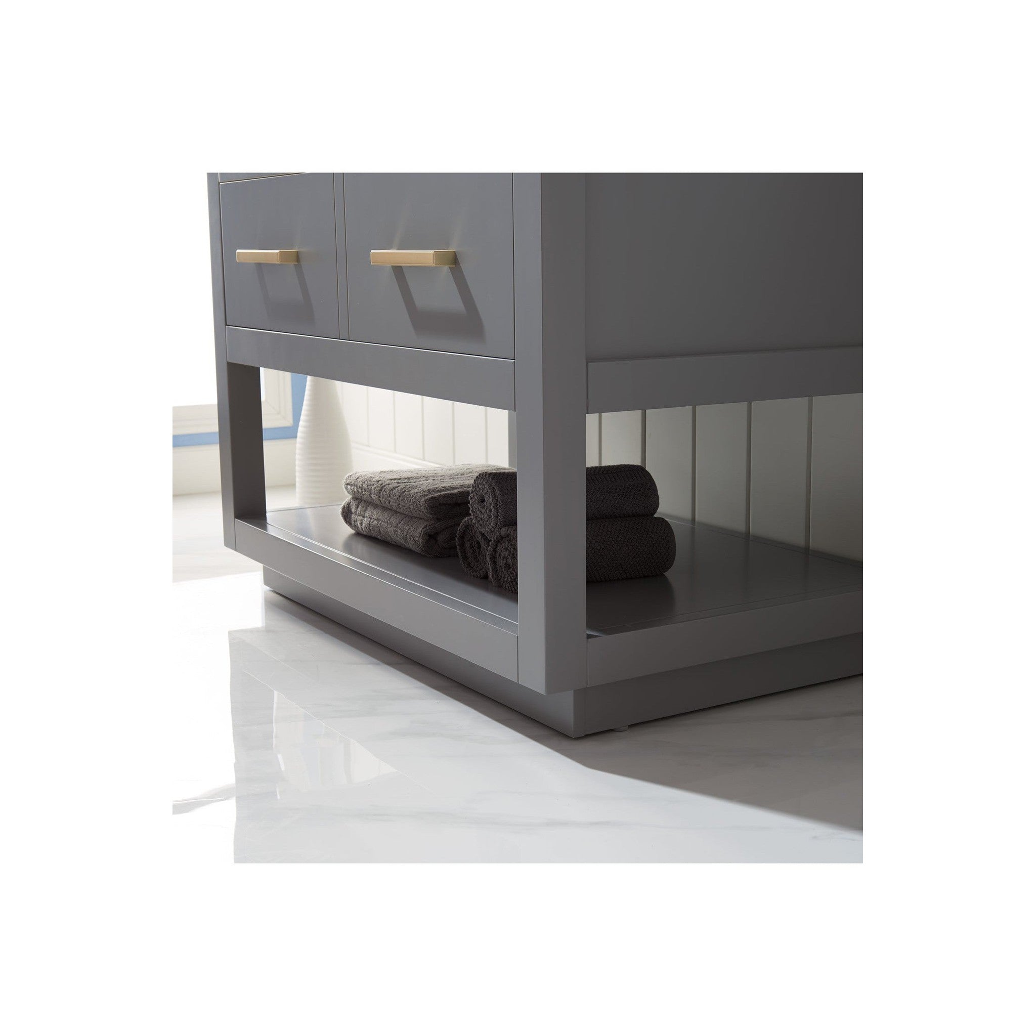 Remi 36" Single Bathroom Vanity Set in Gray and Carrara White Marble Countertop without Mirror