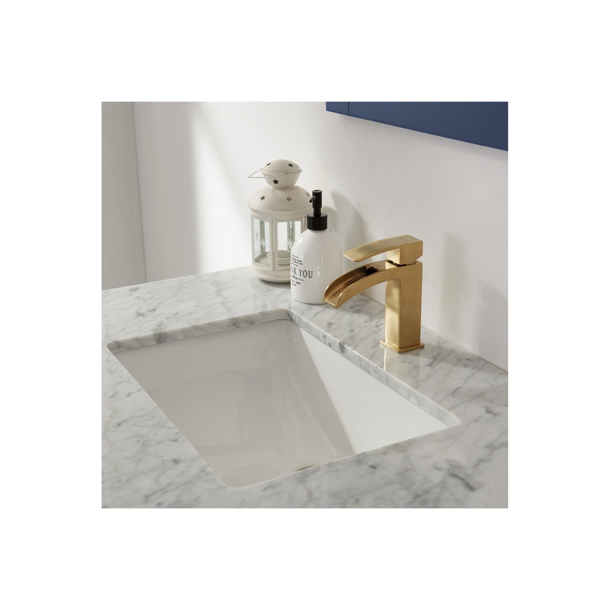 Remi 36" Single Bathroom Vanity Set in Royal Blue and Carrara White Marble Countertop without Mirror