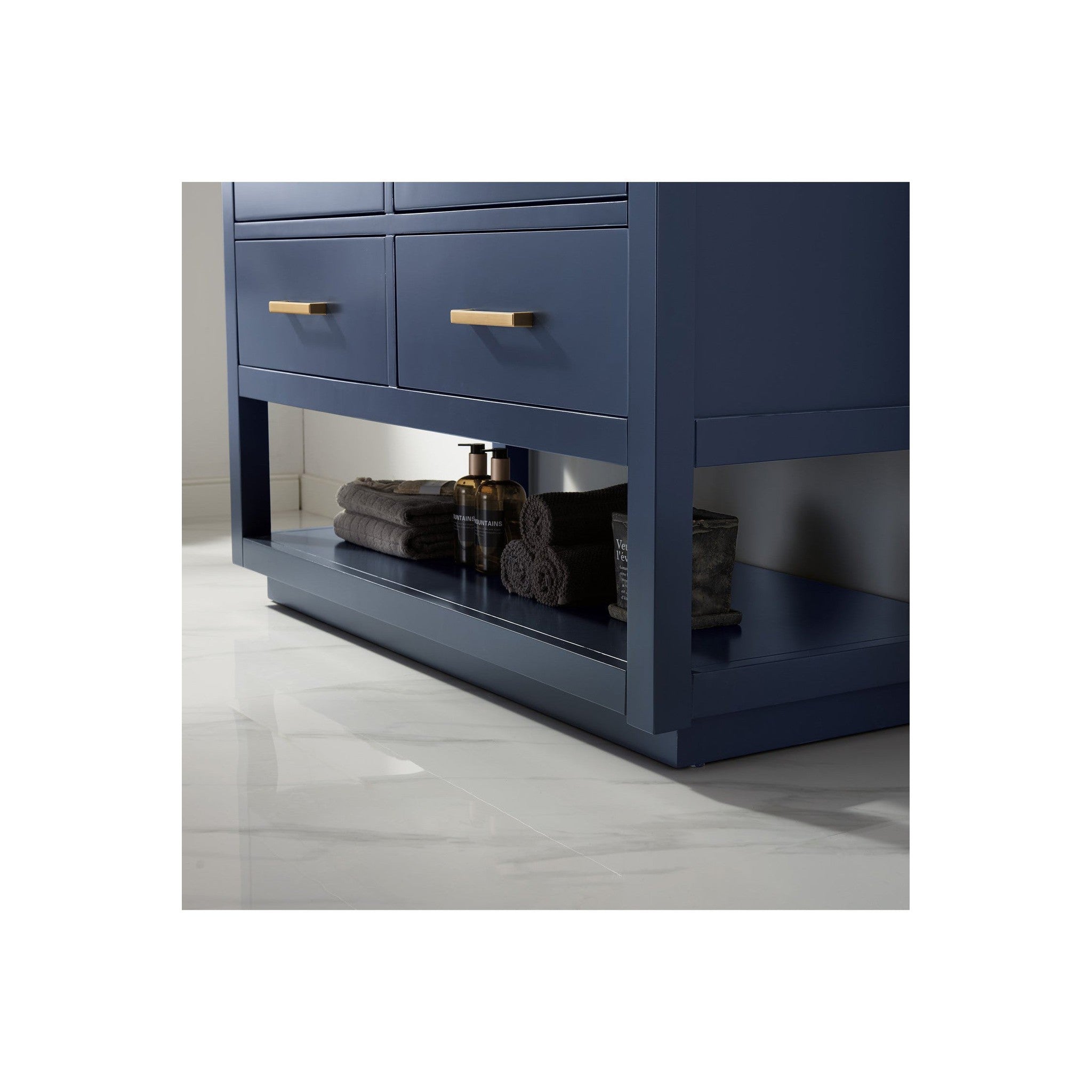 Remi 48" Single Bathroom Vanity Set in Royal Blue and Carrara White Marble Countertop with Mirror