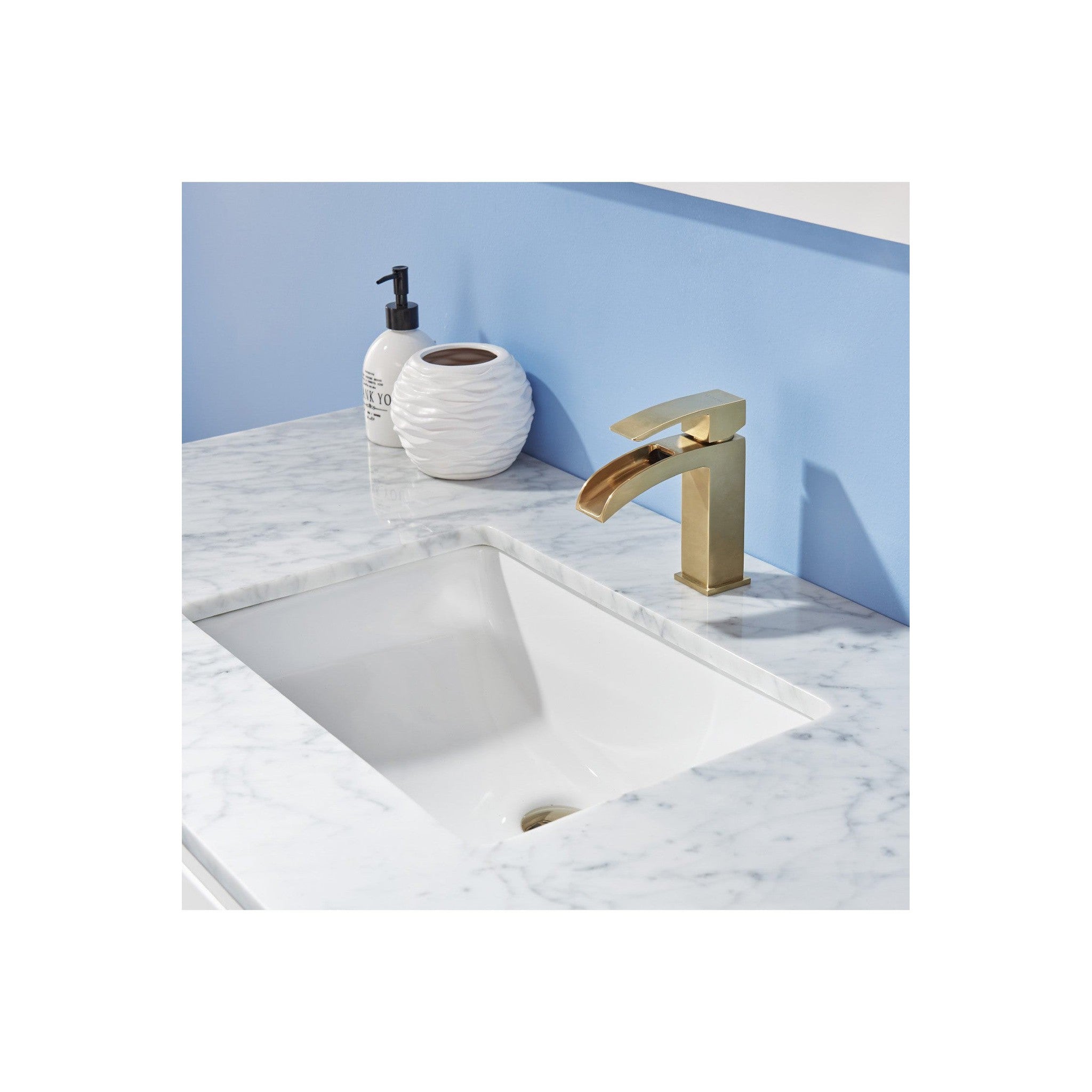Remi 48" Single Bathroom Vanity Set in White and Carrara White Marble Countertop without Mirror
