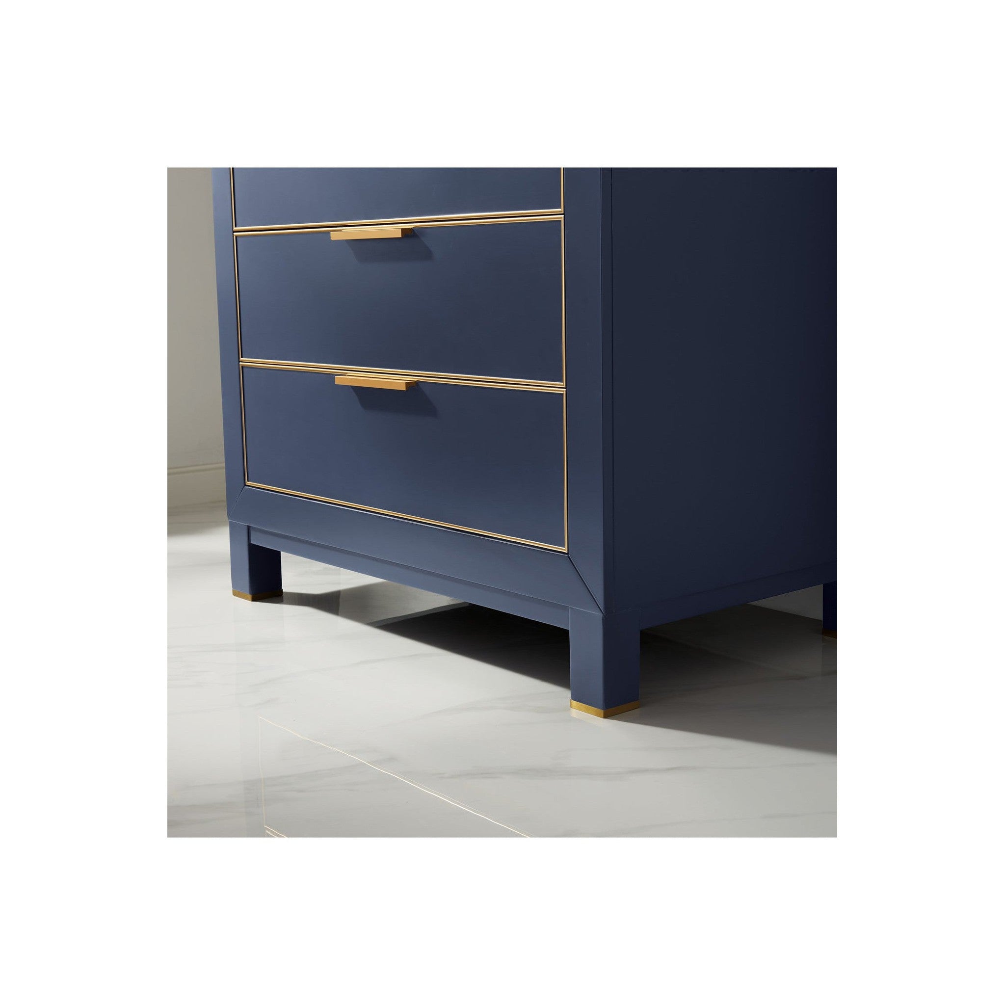 Jackson 36" Single Bathroom Vanity Set in Royal Blue and Composite Carrara White Stone Countertop with Mirror