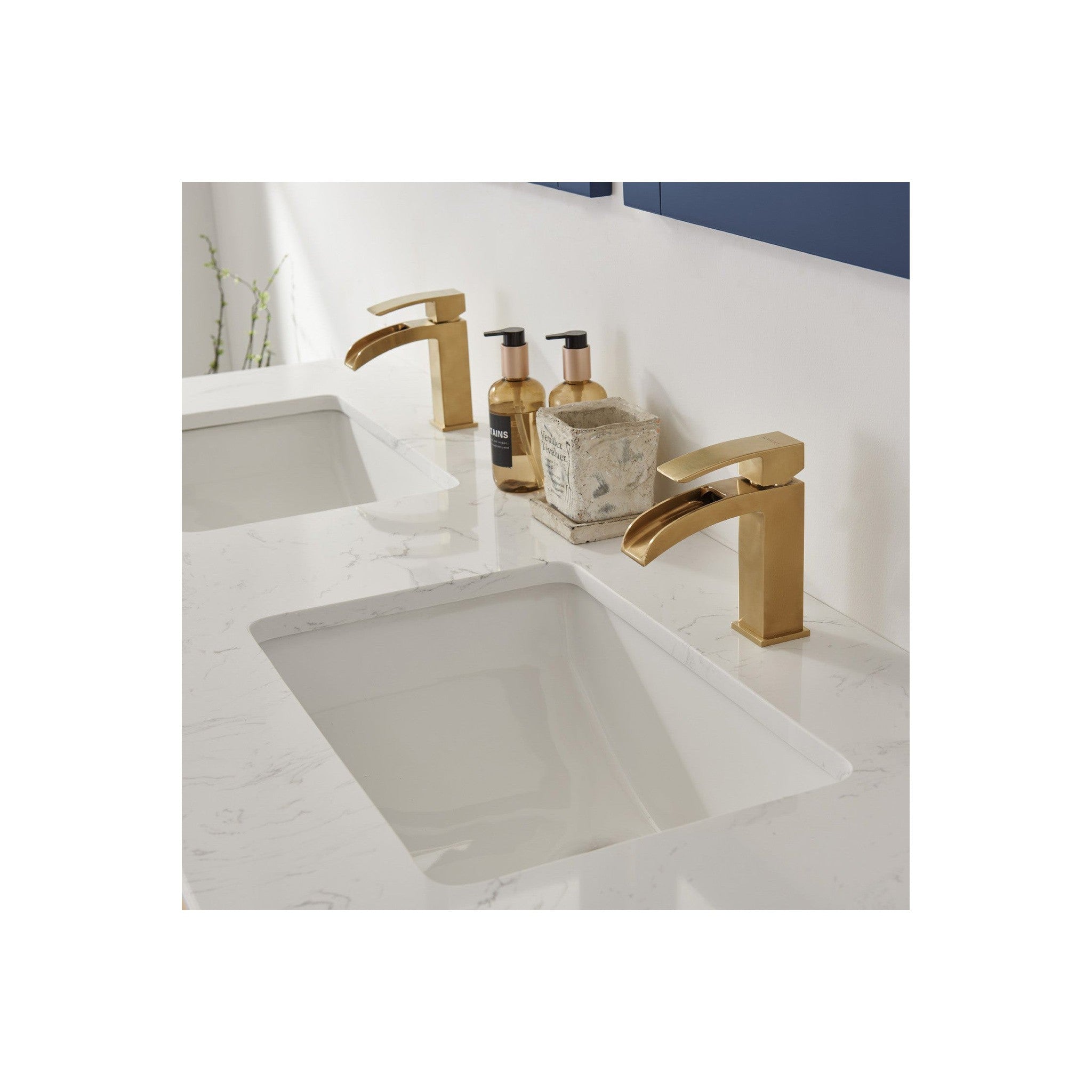 Jackson 60" Double Bathroom Vanity Set in Royal Blue and Composite Carrara White Stone Countertop without Mirror