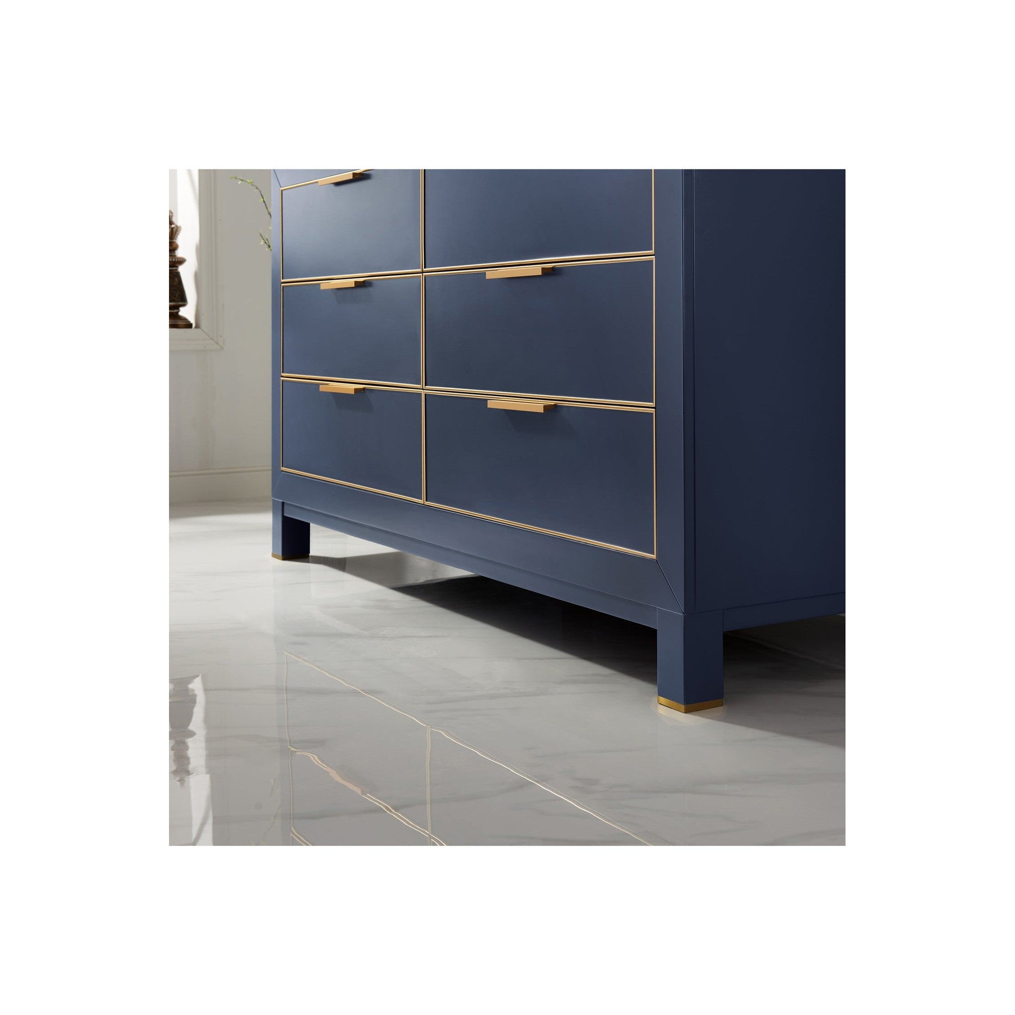 Jackson 60" Double Bathroom Vanity Set in Royal Blue and Composite Carrara White Stone Countertop without Mirror