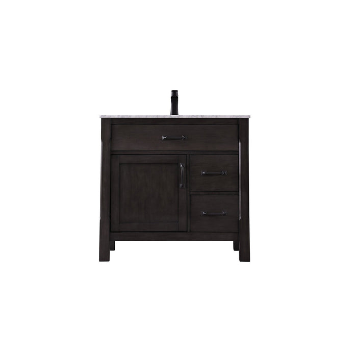 Maribella 36" Single Bathroom Vanity Set in Rust Black and Carrara White Marble Countertop without Mirror