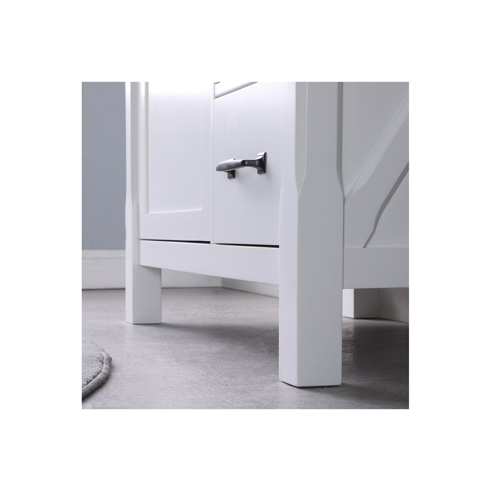 Maribella 36" Single Bathroom Vanity Set in White and Carrara White Marble Countertop without Mirror