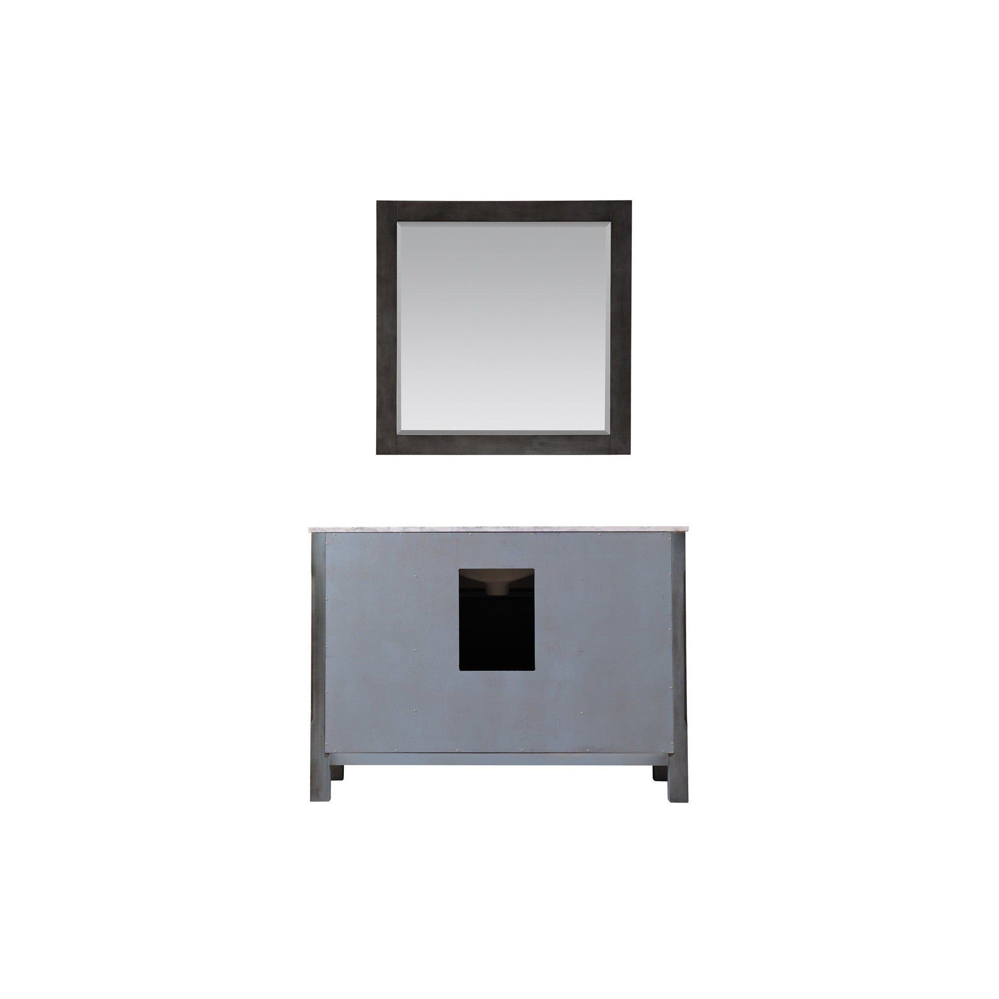 Maribella 48" Single Bathroom Vanity Set in Rust Black and Carrara White Marble Countertop with Mirror