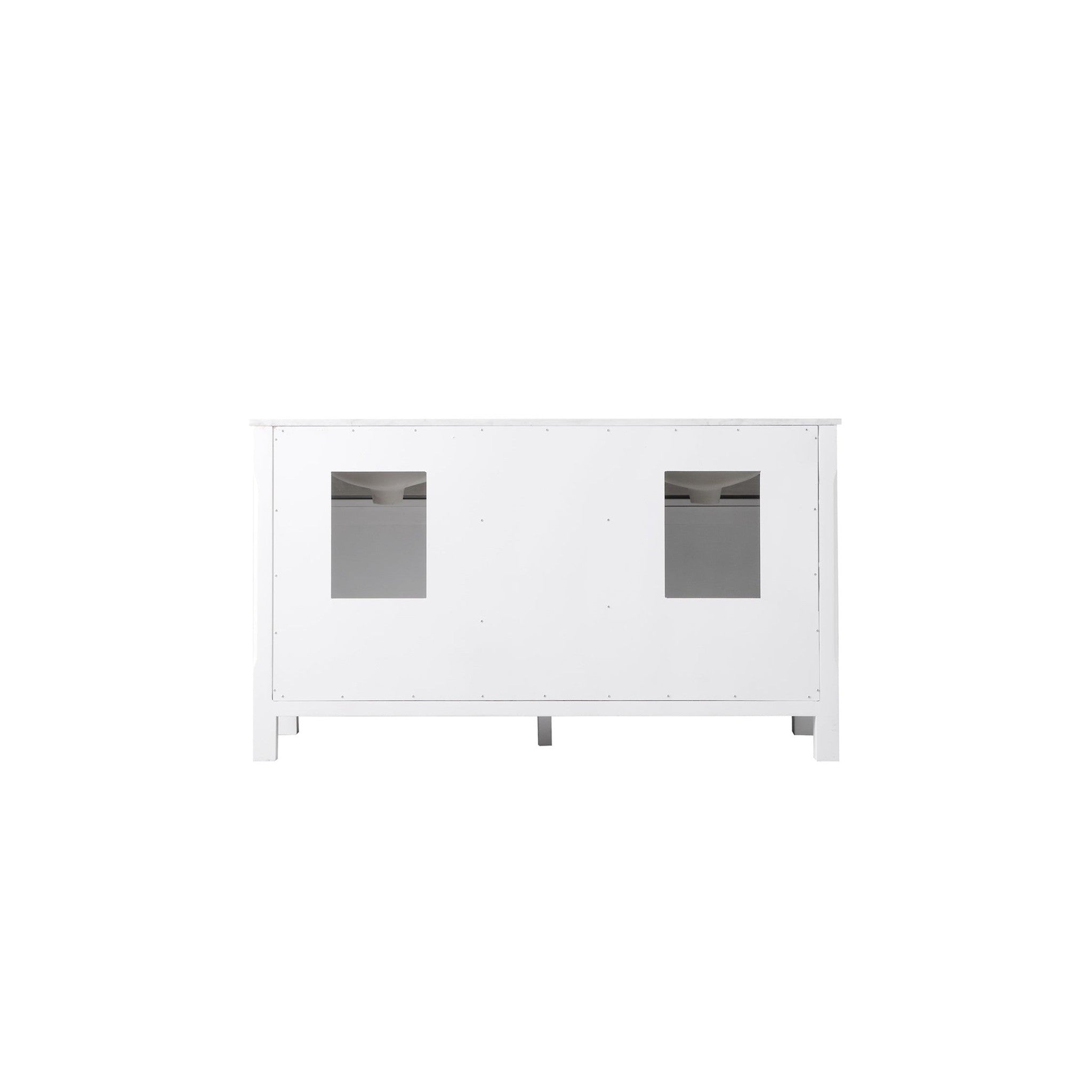 Maribella 60" Double Bathroom Vanity Set in White and Carrara White Marble Countertop without Mirror