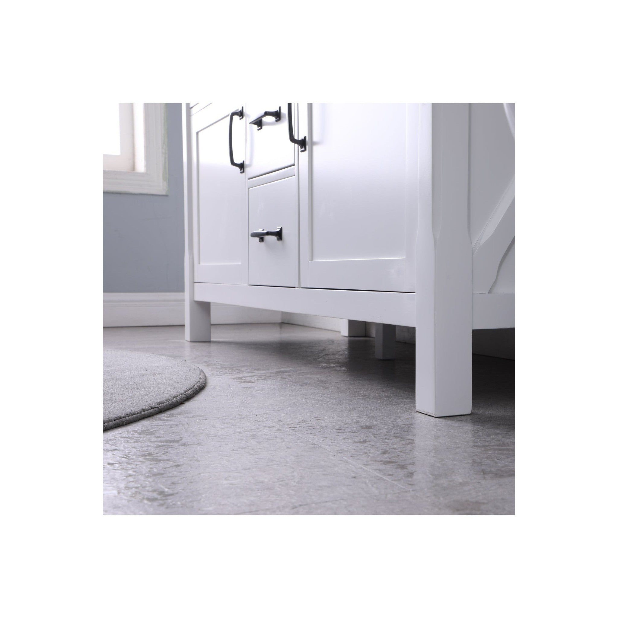 Maribella 60" Double Bathroom Vanity Set in White and Carrara White Marble Countertop with Mirror