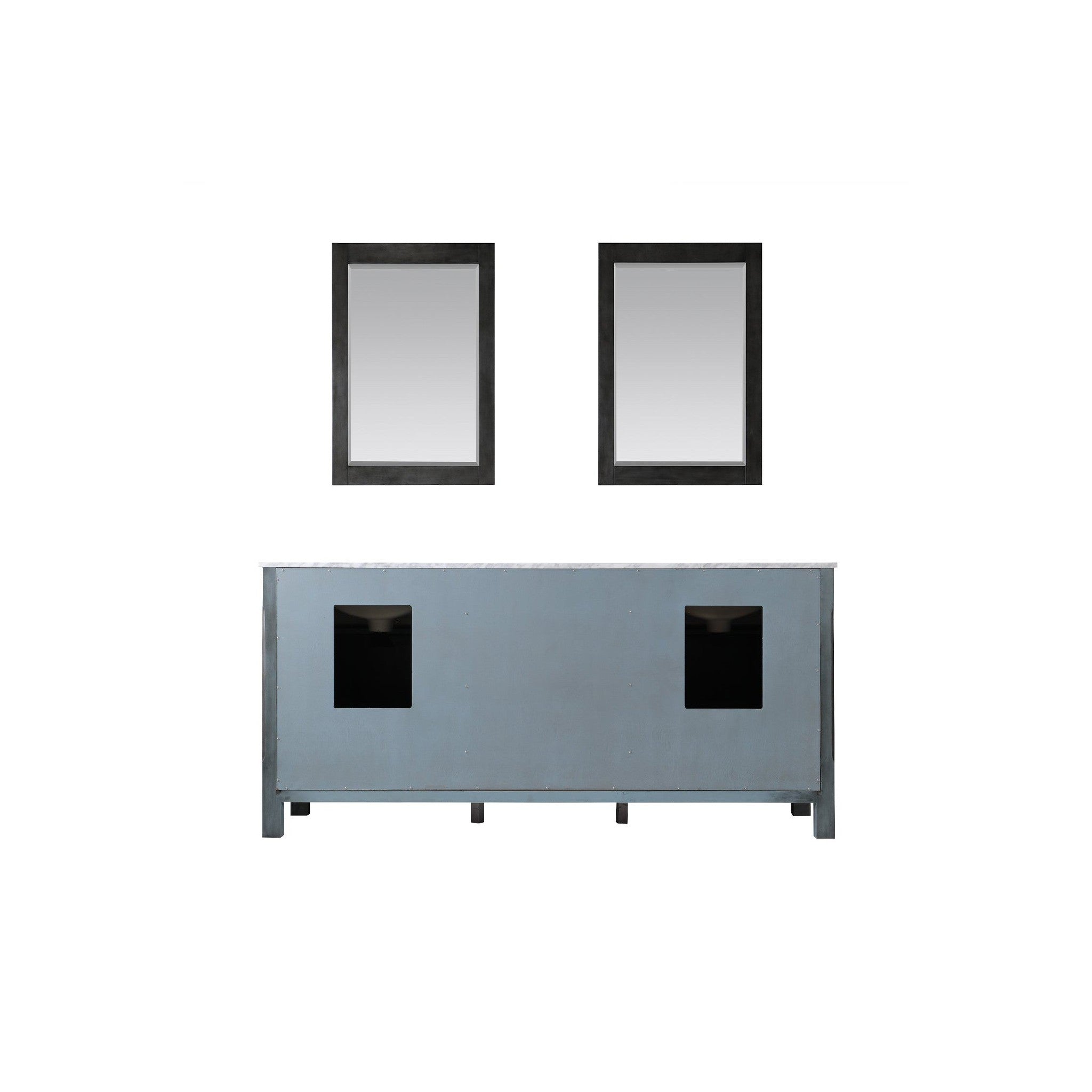 Maribella 72" Double Bathroom Vanity Set in Rust Black and Carrara White Marble Countertop with Mirror