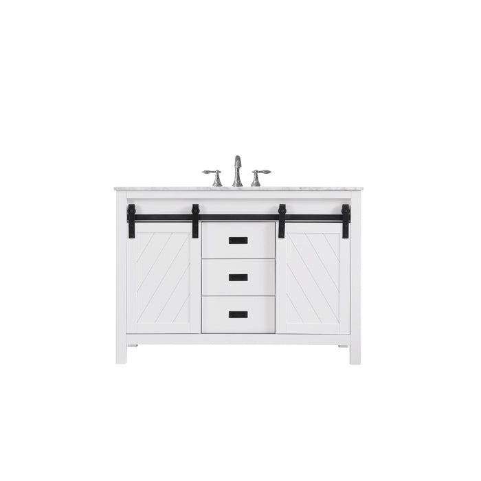 Kinsley 48" Single Bathroom Vanity Set in White and Carrara White Marble Countertop without Mirror
