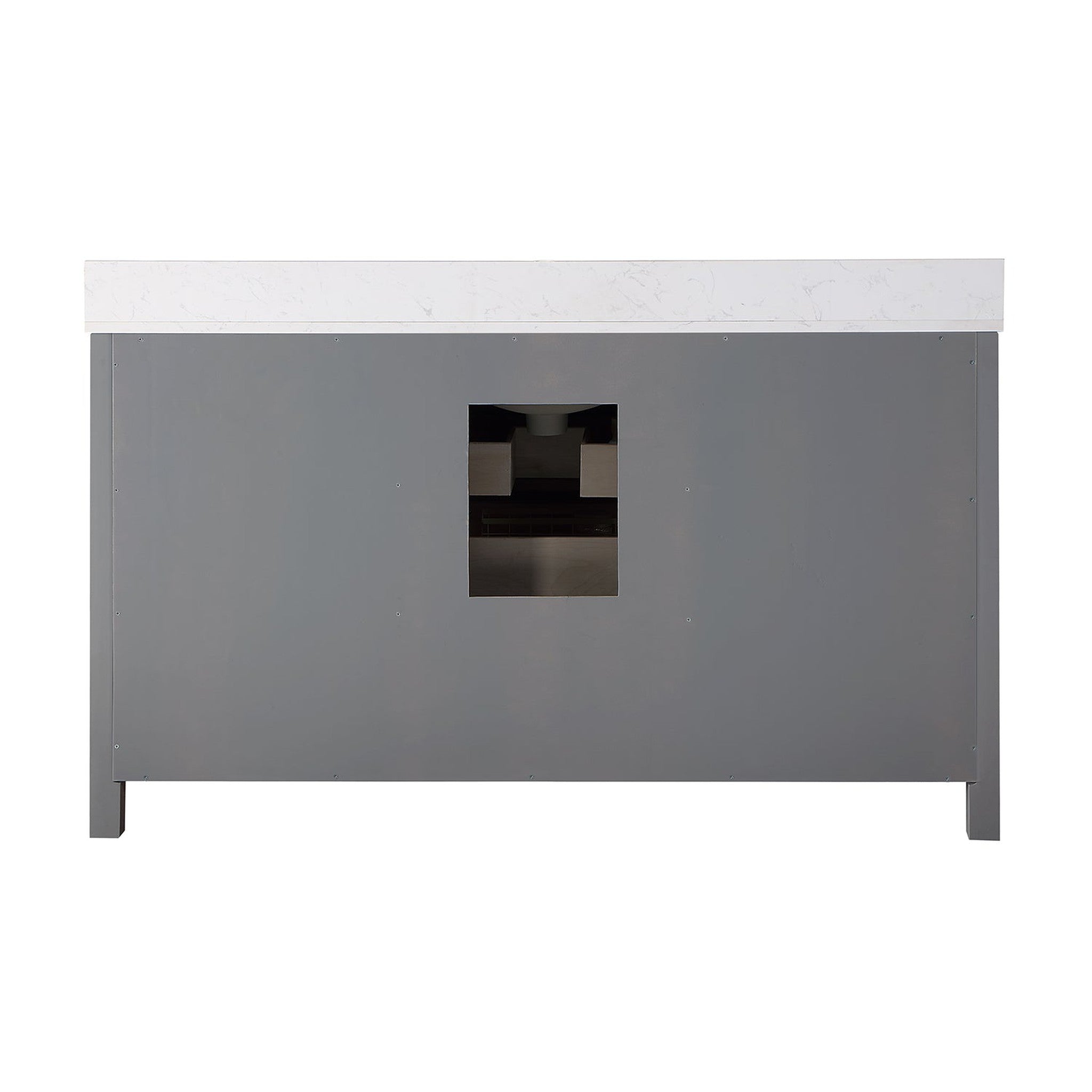 Kinsley 60" Single Bathroom Vanity Set in Gray and Composite Carrara White Stone Countertop without Mirror