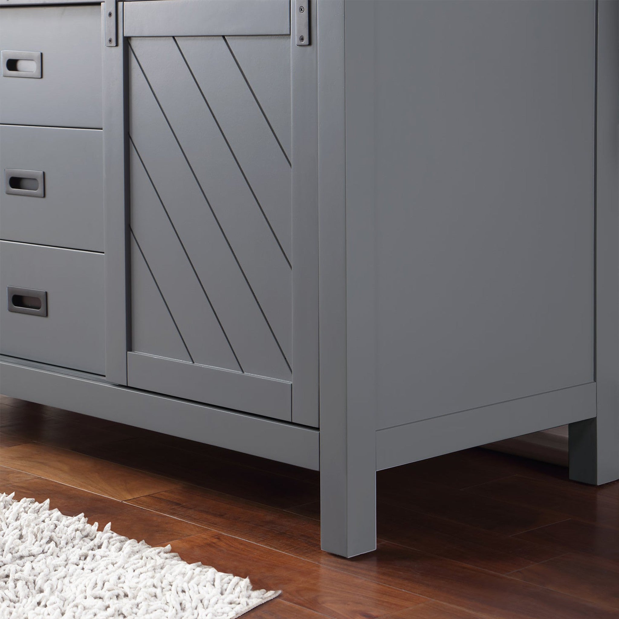 Kinsley 60" Single Bathroom Vanity Set in Gray and Composite Carrara White Stone Countertop without Mirror