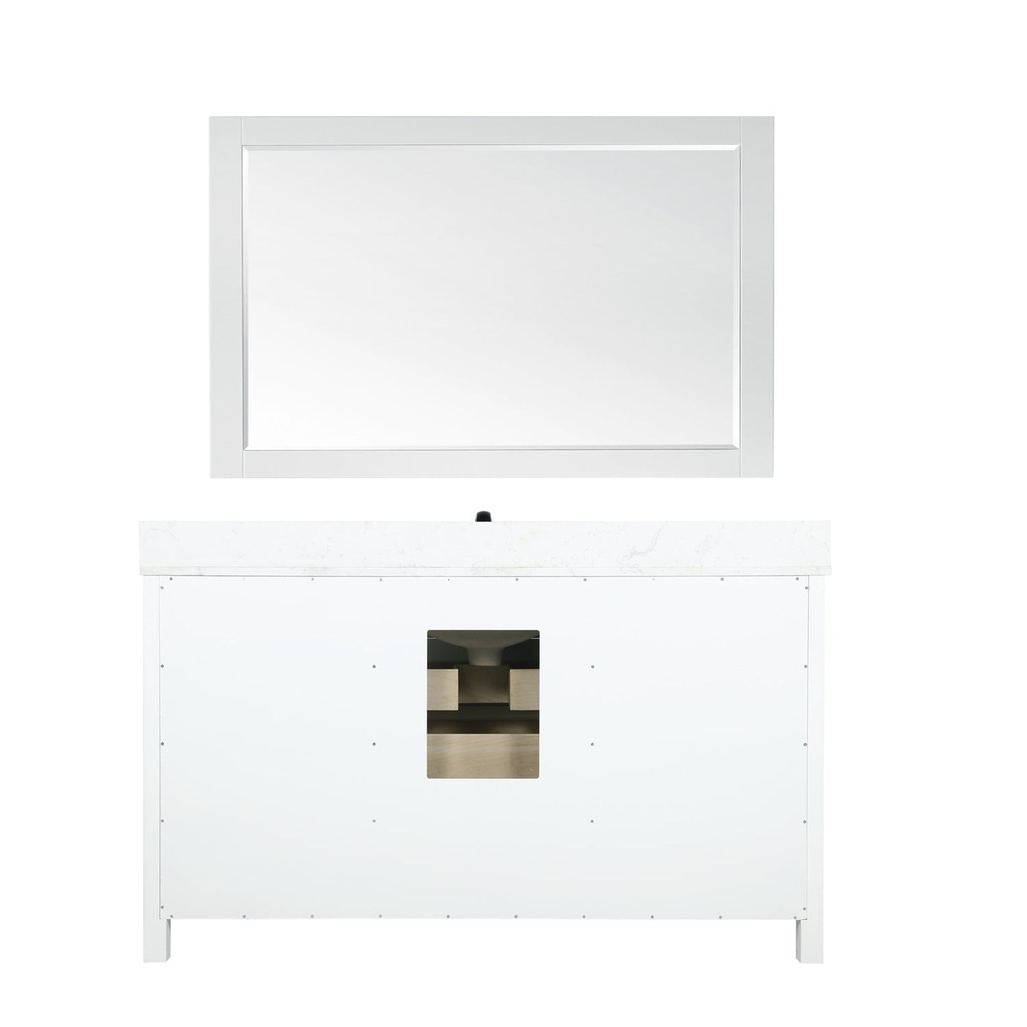 Kinsley 60" Single Bathroom Vanity Set in White and Carrara White Marble Countertop with Mirror