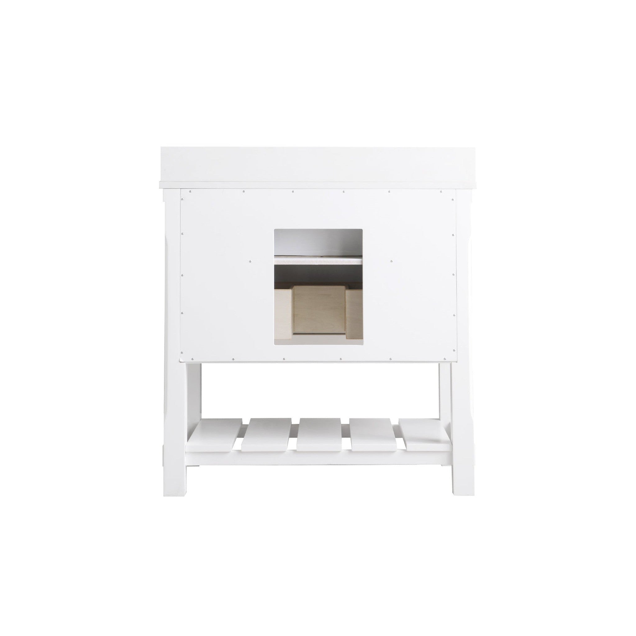 Georgia 36" Single Bathroom Vanity Set in White and Composite Carrara White Stone Top with White Farmhouse Basin without Mirror