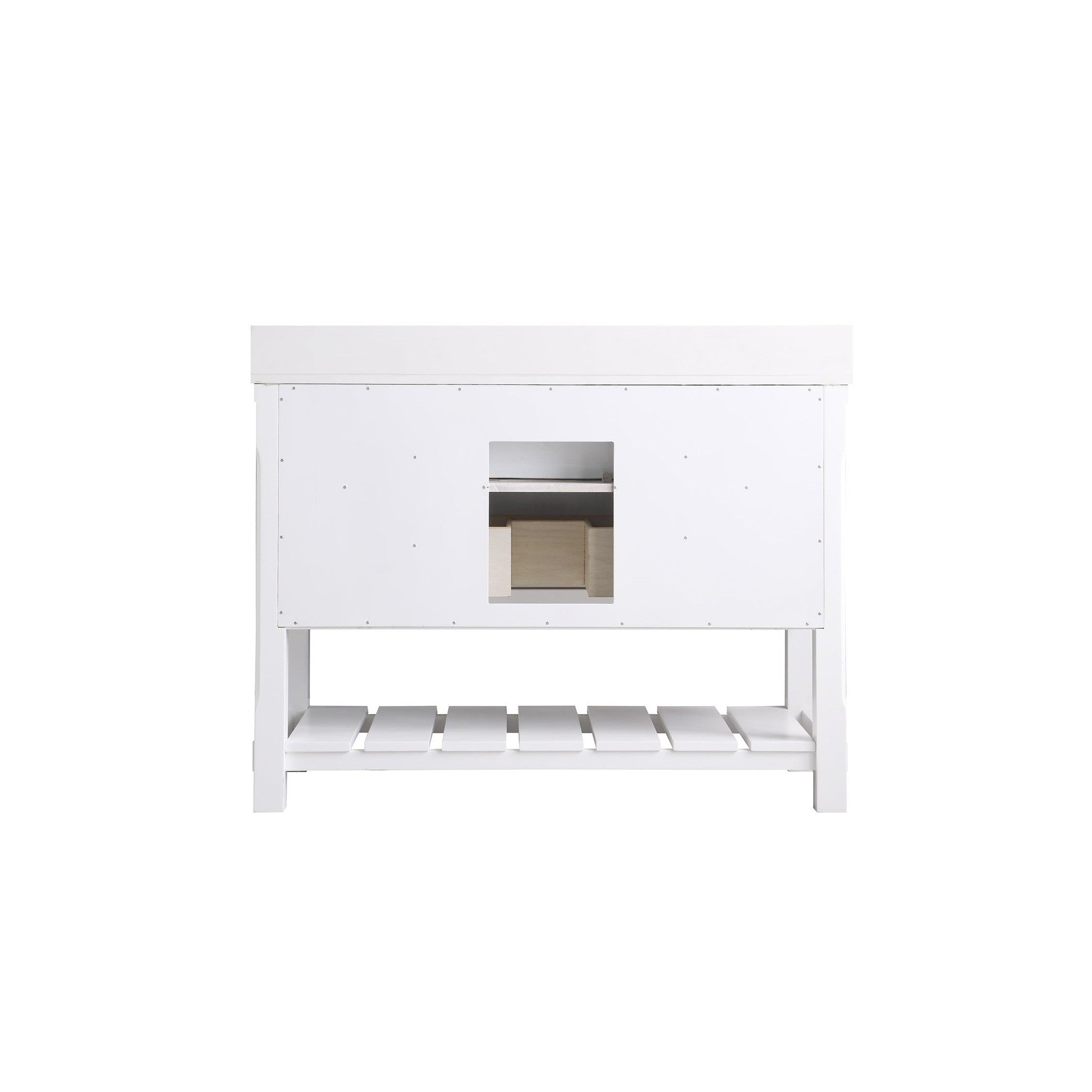 Georgia 48" Single Bathroom Vanity Set in White and Composite Carrara White Stone Top with White Farmhouse Basin without Mirror