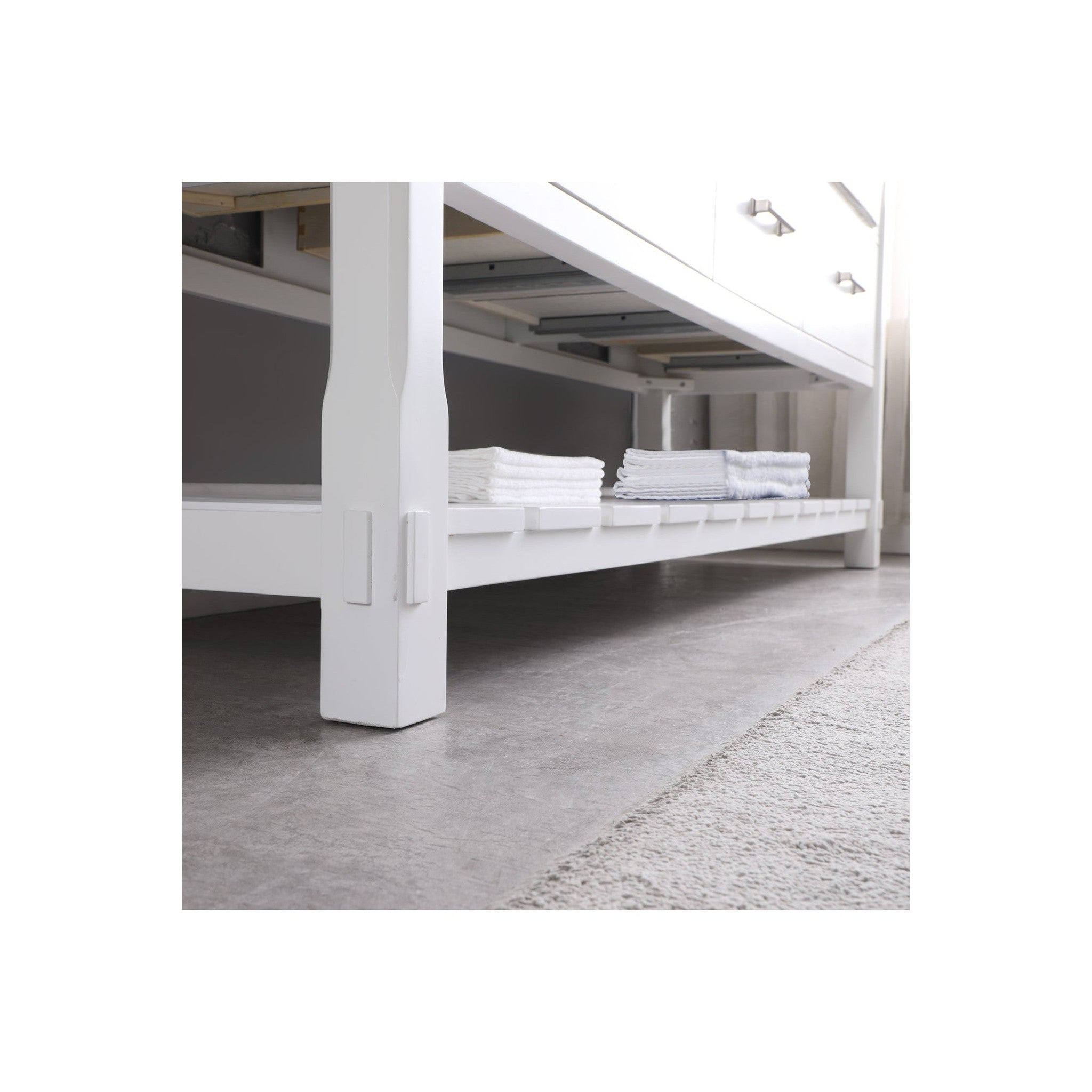 Georgia 72" Double Bathroom Vanity Set in White and Composite Carrara White Stone Top with White Farmhouse Basin with Mirror