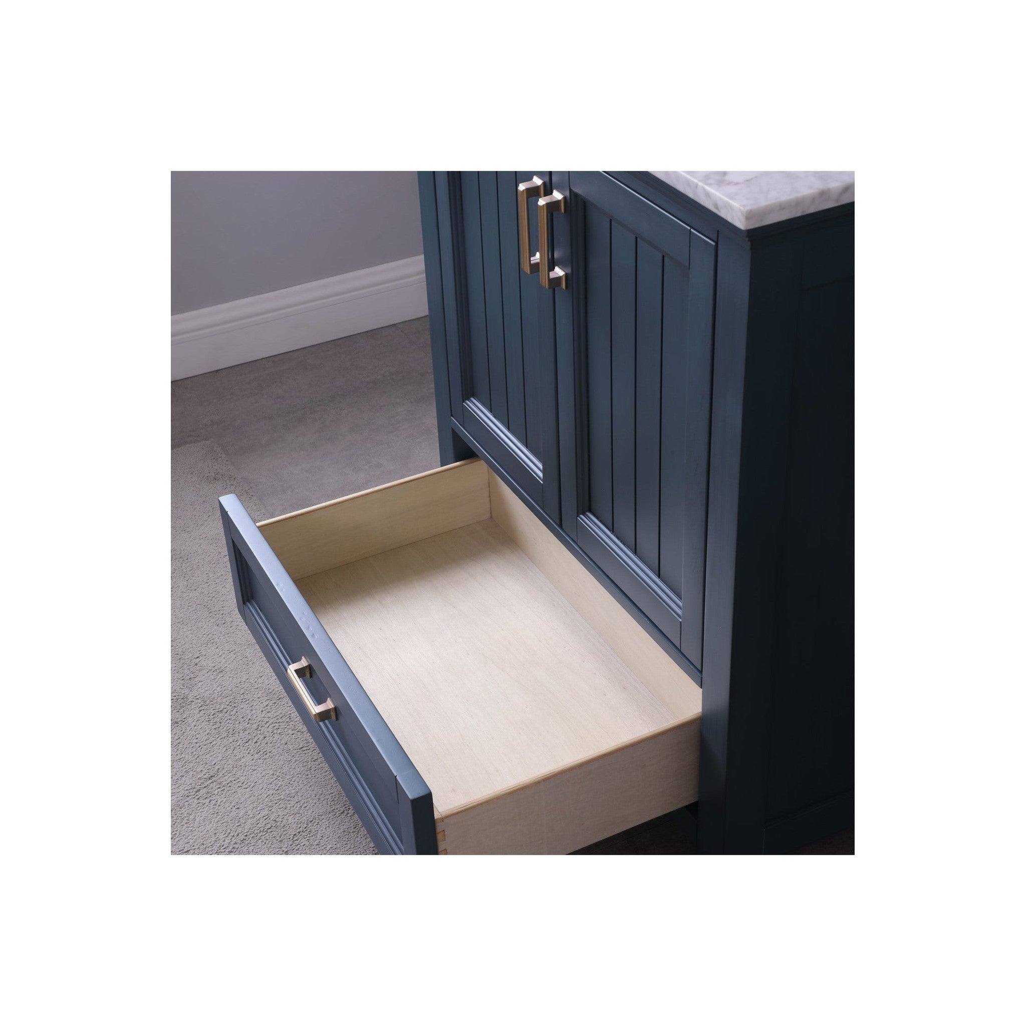 Isla 30" Single Bathroom Vanity Set in Classic Blue and Carrara White Marble Countertop without Mirror