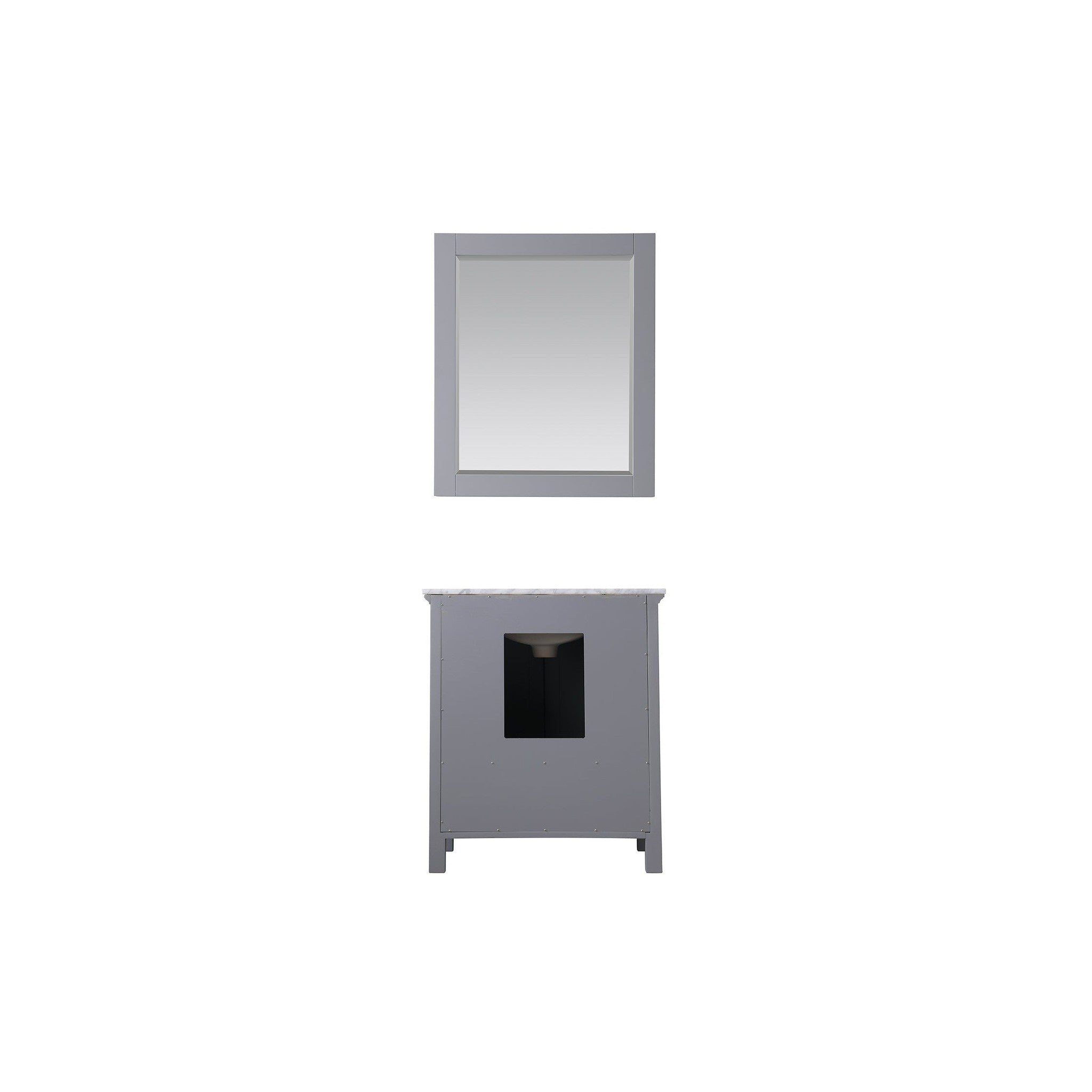 Isla 30" Single Bathroom Vanity Set in Gray and Carrara White Marble Countertop with Mirror