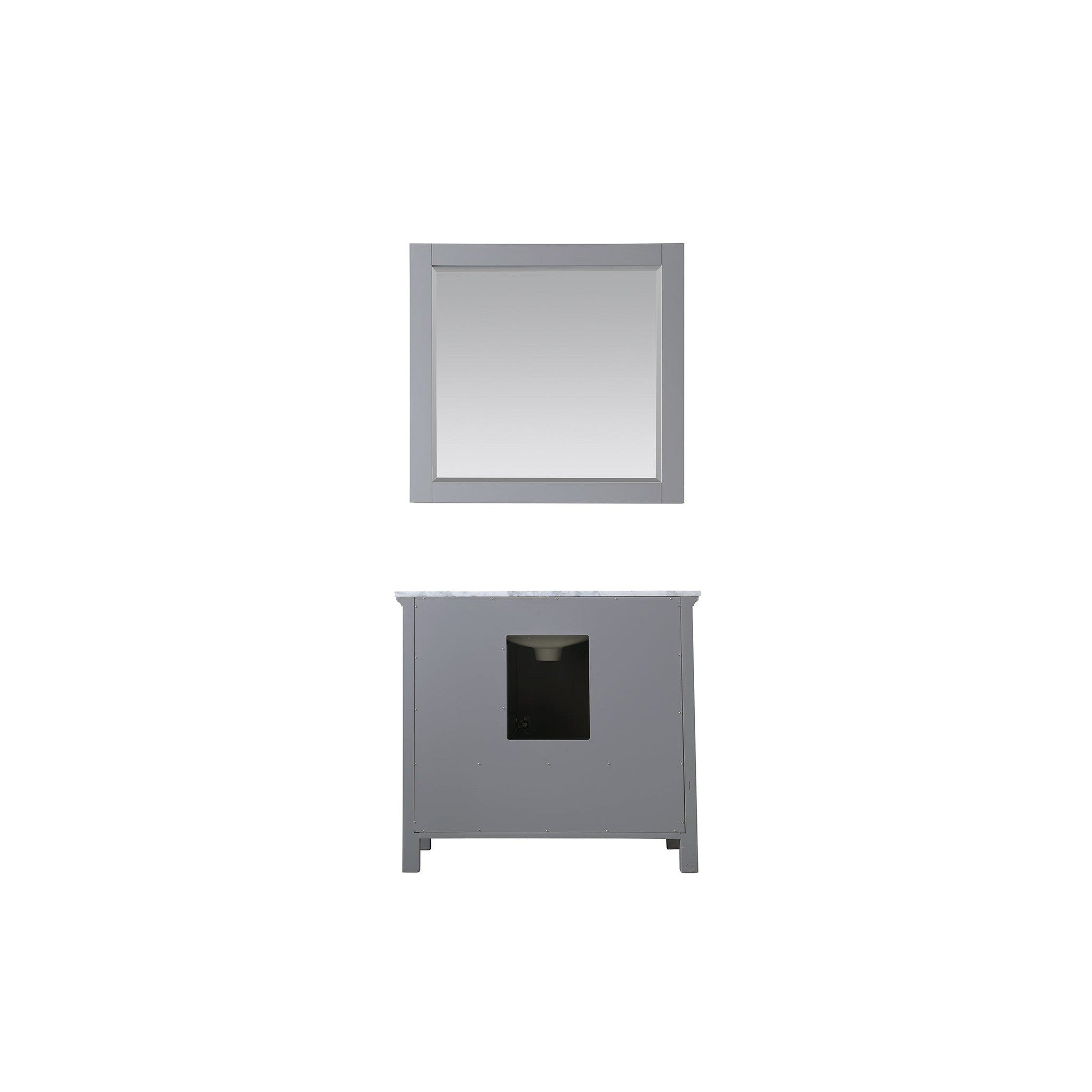 Isla 36" Single Bathroom Vanity Set in Gray and Carrara White Marble Countertop with Mirror