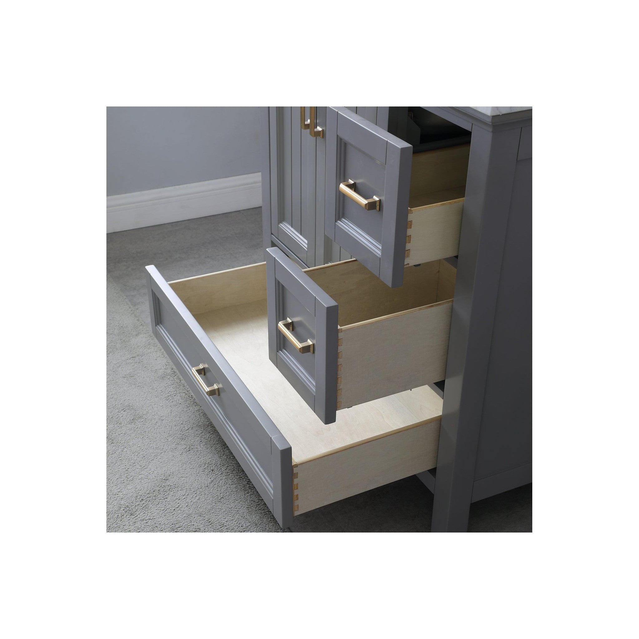 Isla 36" Single Bathroom Vanity Set in Gray and Carrara White Marble Countertop with Mirror