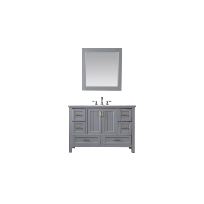 Isla 48" Single Bathroom Vanity Set in Gray and Carrara White Marble Countertop with Mirror