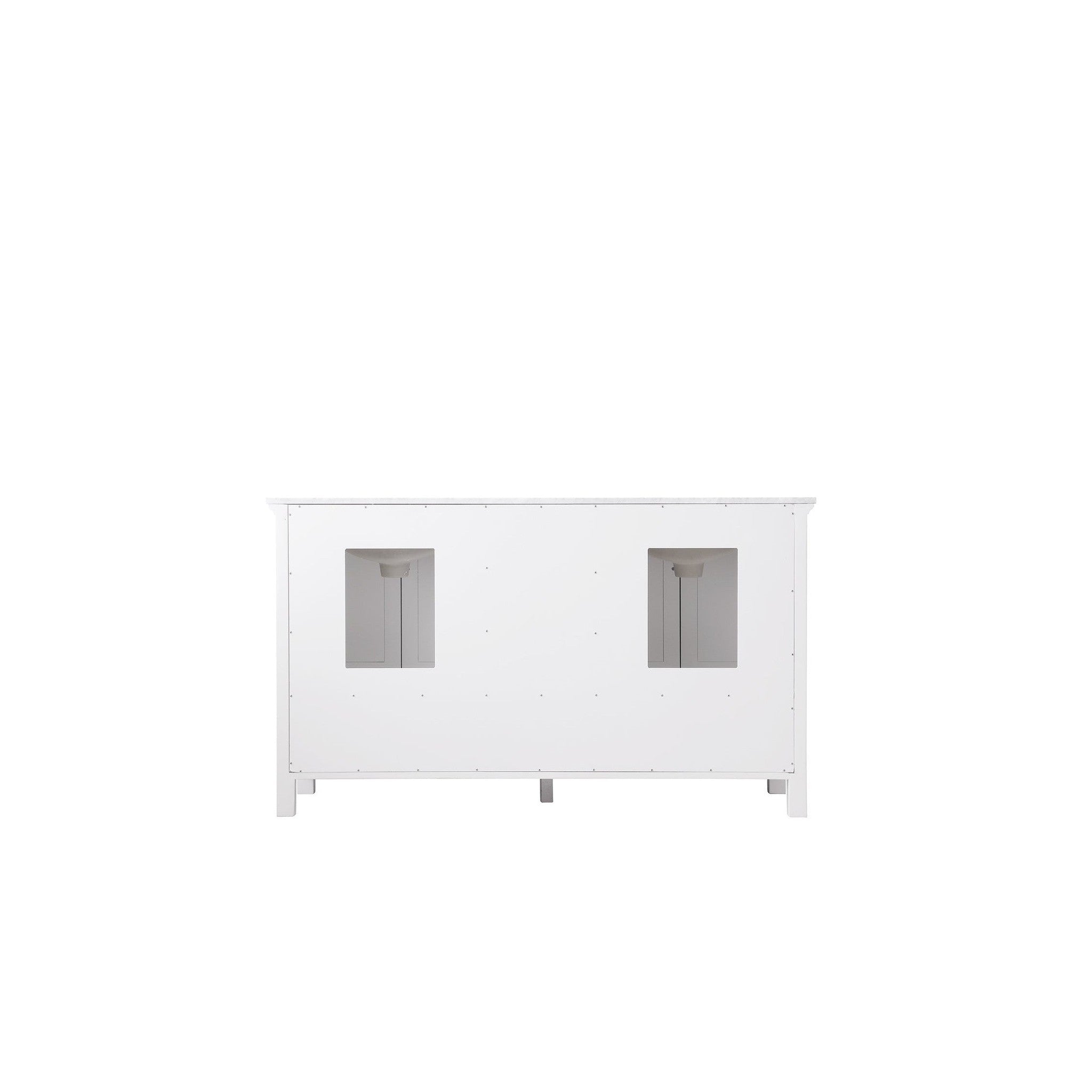 Isla 60" Double Bathroom Vanity Set in White and Carrara White Marble Countertop without Mirror