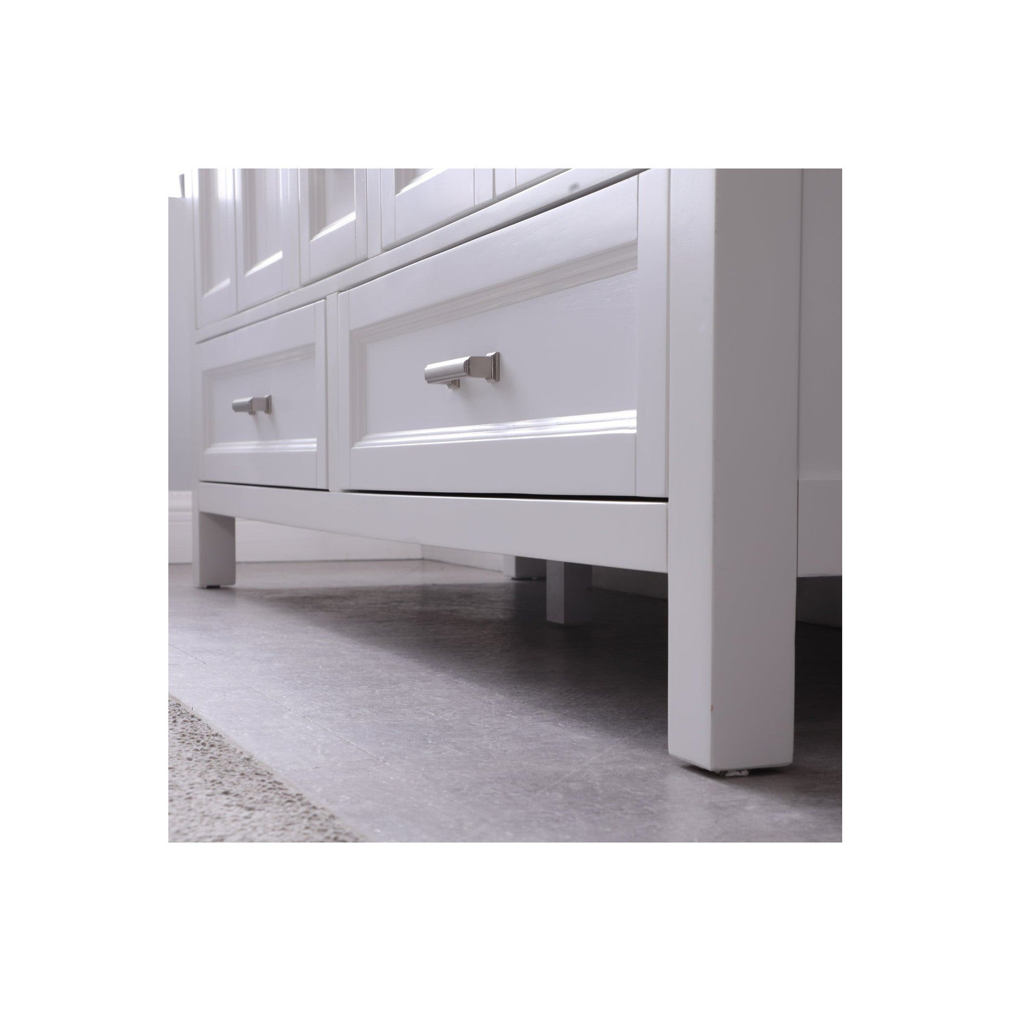 Isla 60" Double Bathroom Vanity Set in White and Carrara White Marble Countertop without Mirror