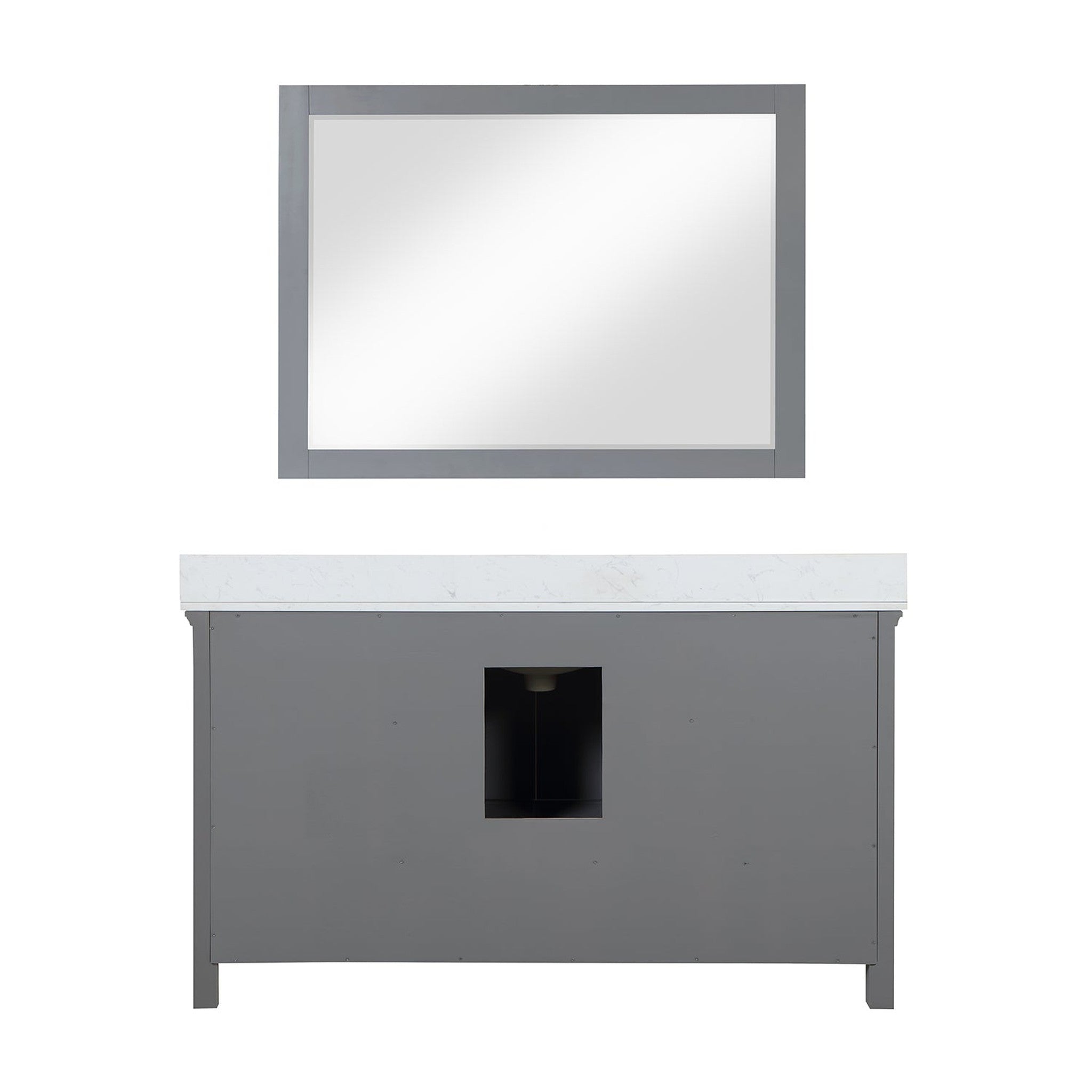 Isla 60" Single Bathroom Vanity Set in Gray and Composite Carrara White Stone Countertop with Mirror