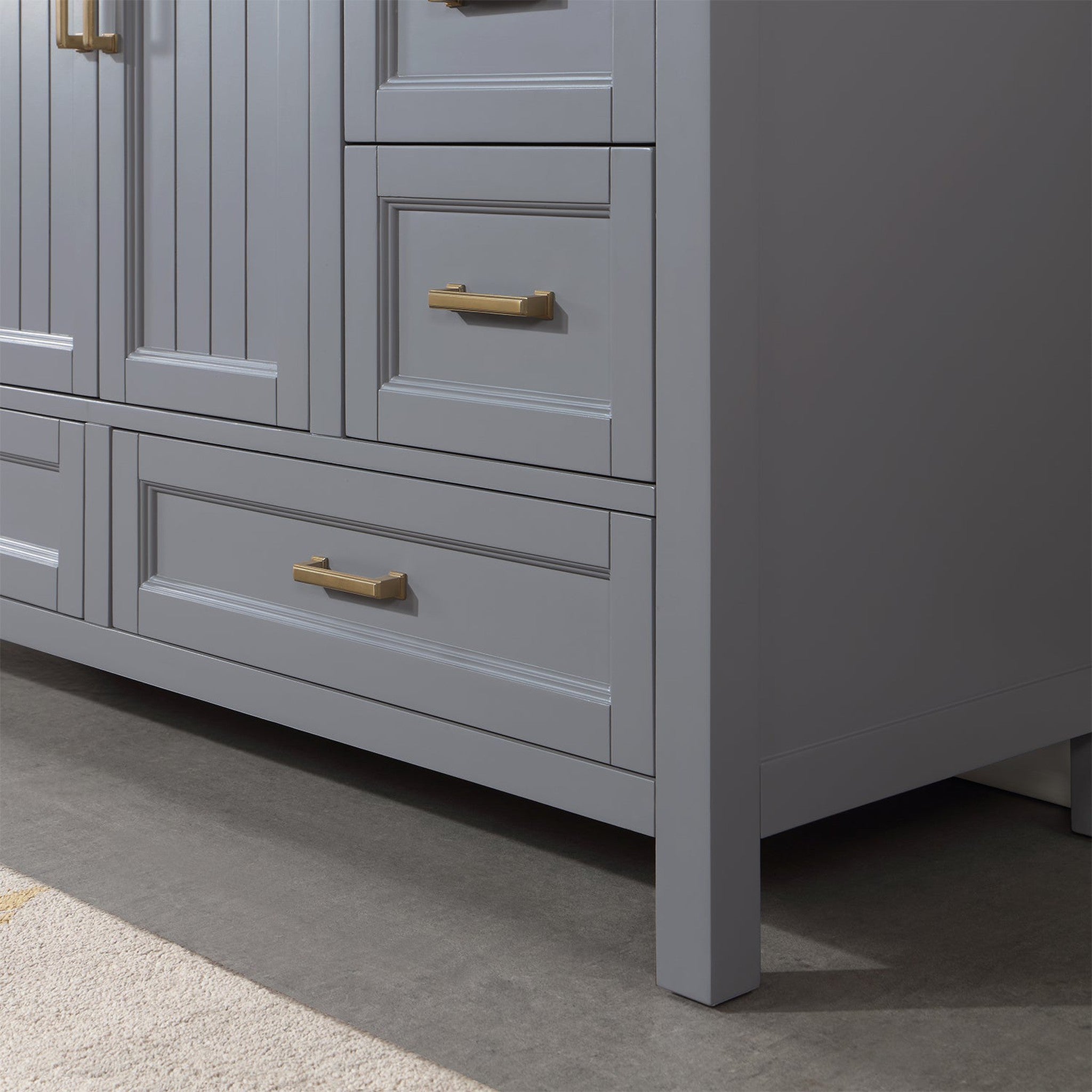 Isla 60" Single Bathroom Vanity Set in Gray and Composite Carrara White Stone Countertop with Mirror