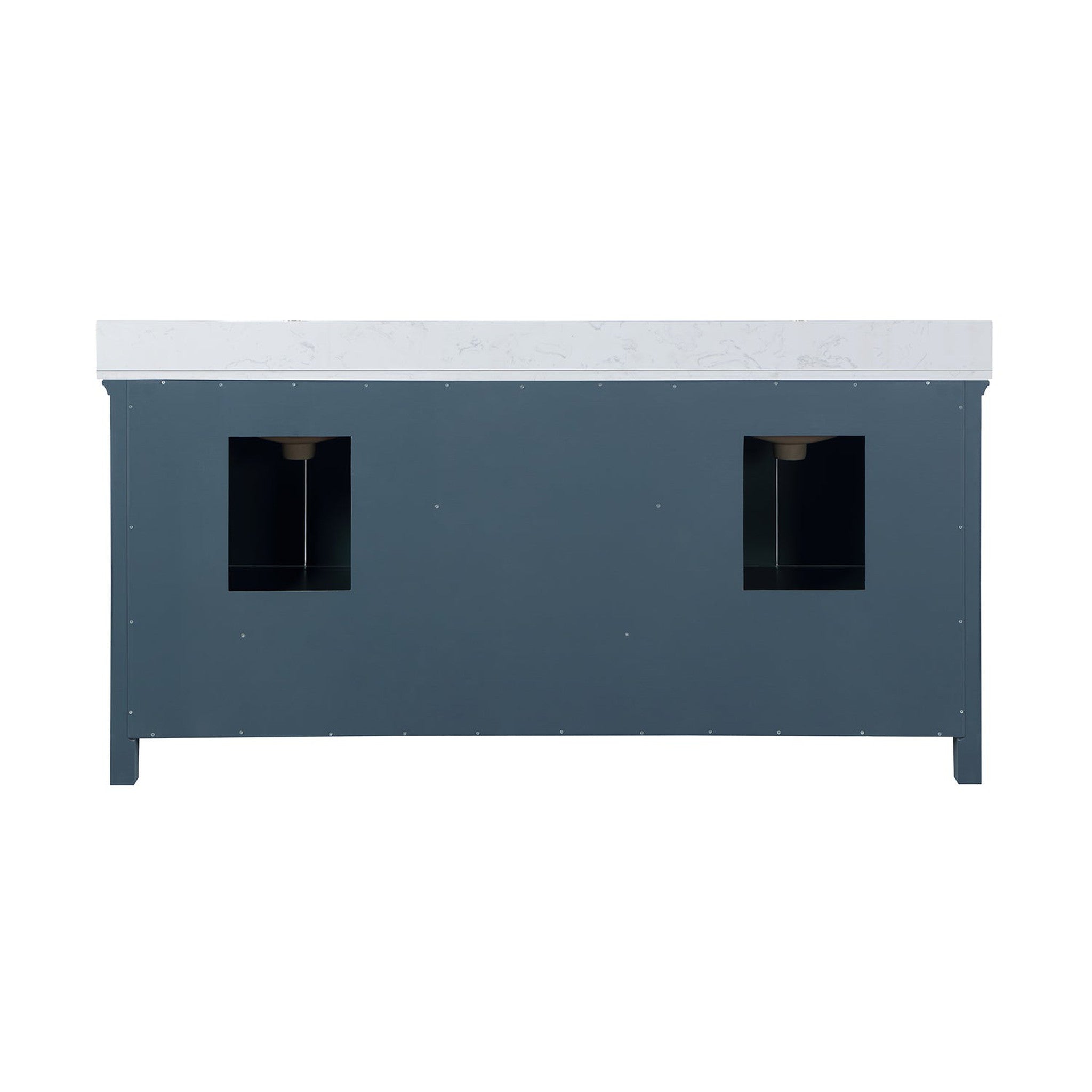Isla 72" Double Bathroom Vanity Set in Classic Blue and Composite Carrara White Stone Countertop without Mirror