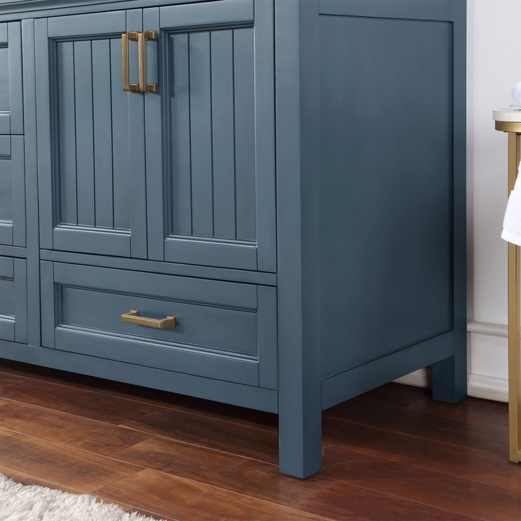 Isla 72" Double Bathroom Vanity Set in Classic Blue and Composite Carrara White Stone Countertop without Mirror