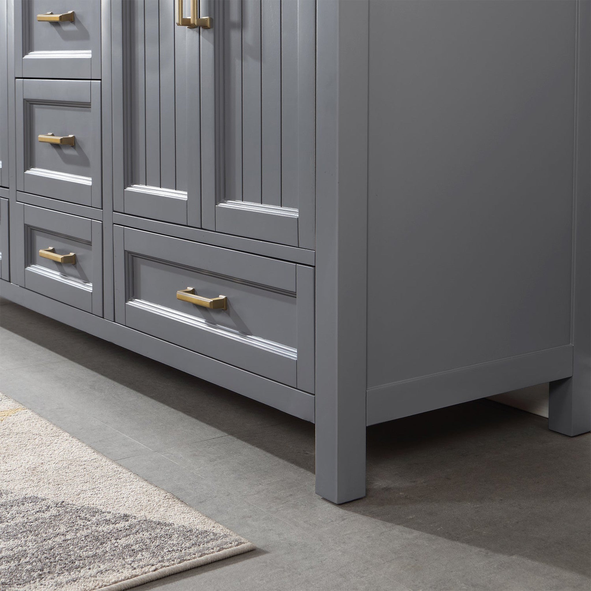 Isla 72" Double Bathroom Vanity Set in Gray and Composite Carrara White Stone Countertop with Mirror