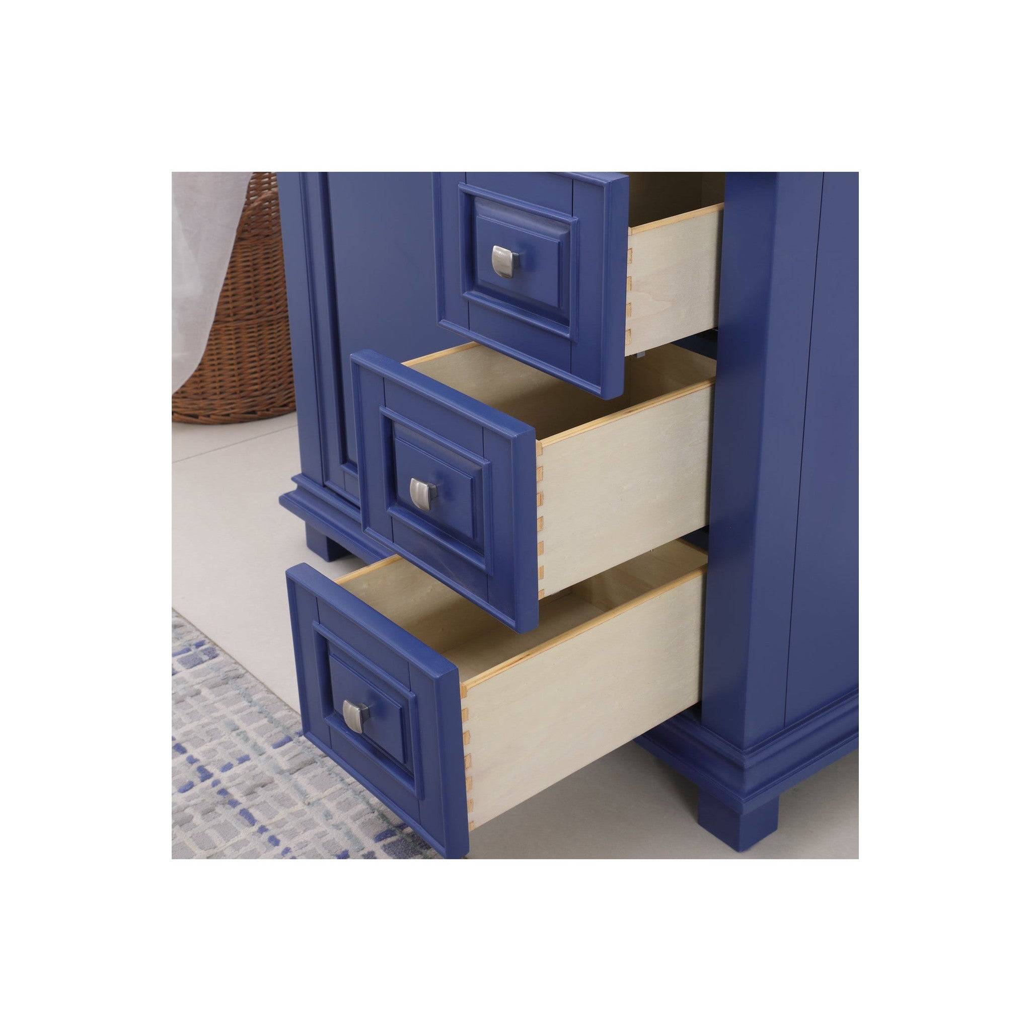 Jardin 36" Single Bathroom Vanity Set in Jewelry Blue and Carrara White Marble Countertop with Mirror