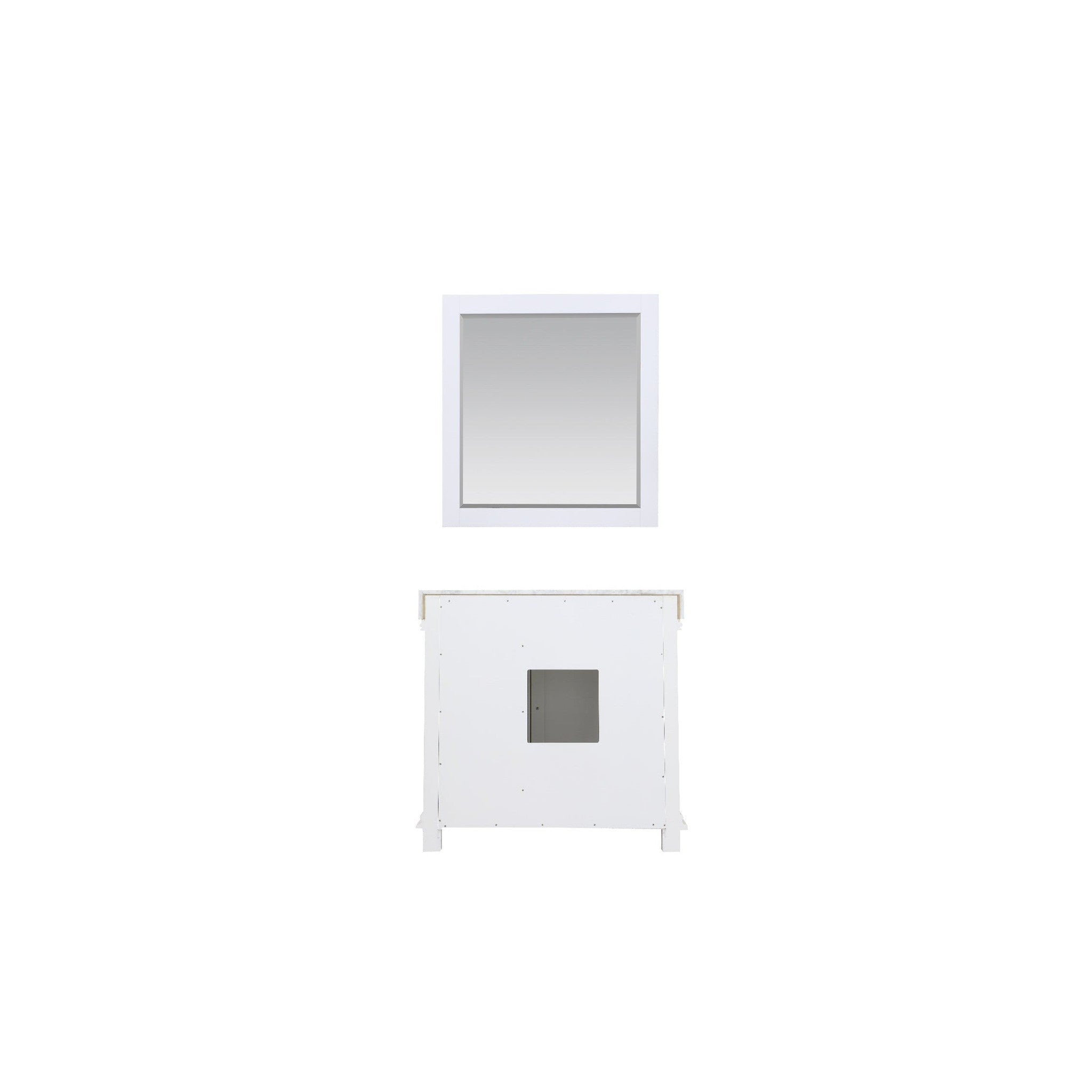 Jardin 36" Single Bathroom Vanity Set in White and Carrara White Marble Countertop with Mirror