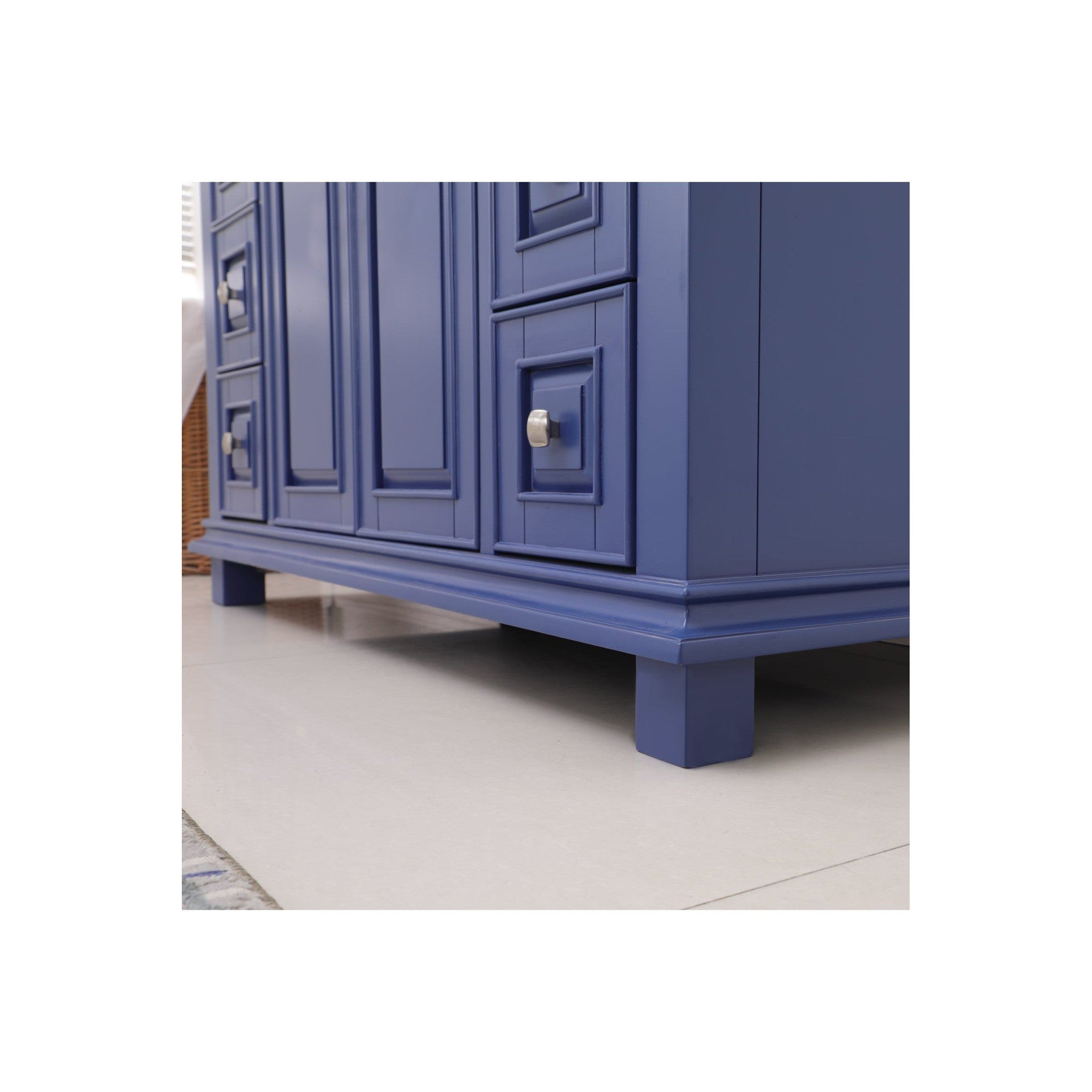 Jardin 48" Single Bathroom Vanity Set in Jewelry Blue and Carrara White Marble Countertop without Mirror